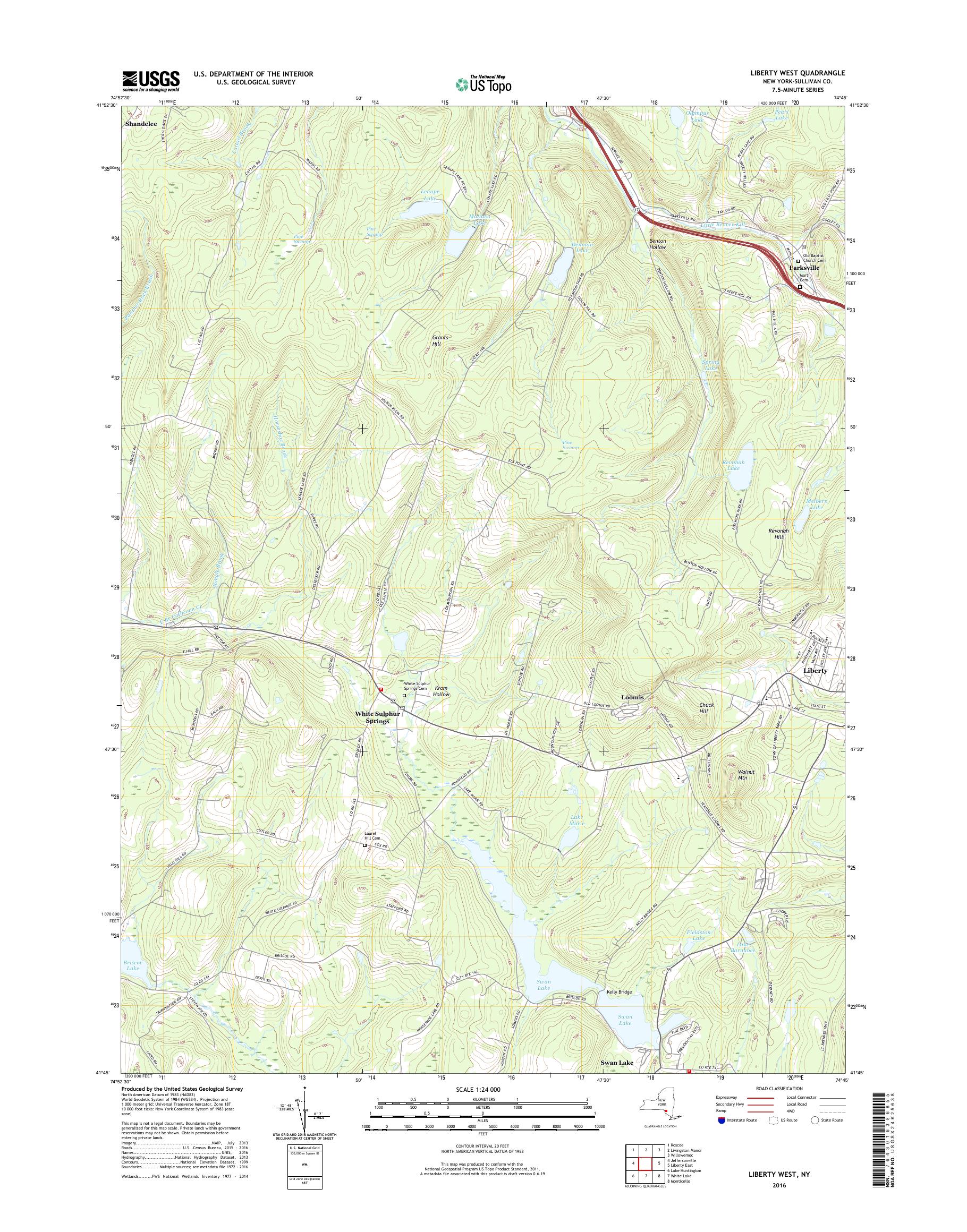 MyTopo Liberty West, New York USGS Quad Topo Map