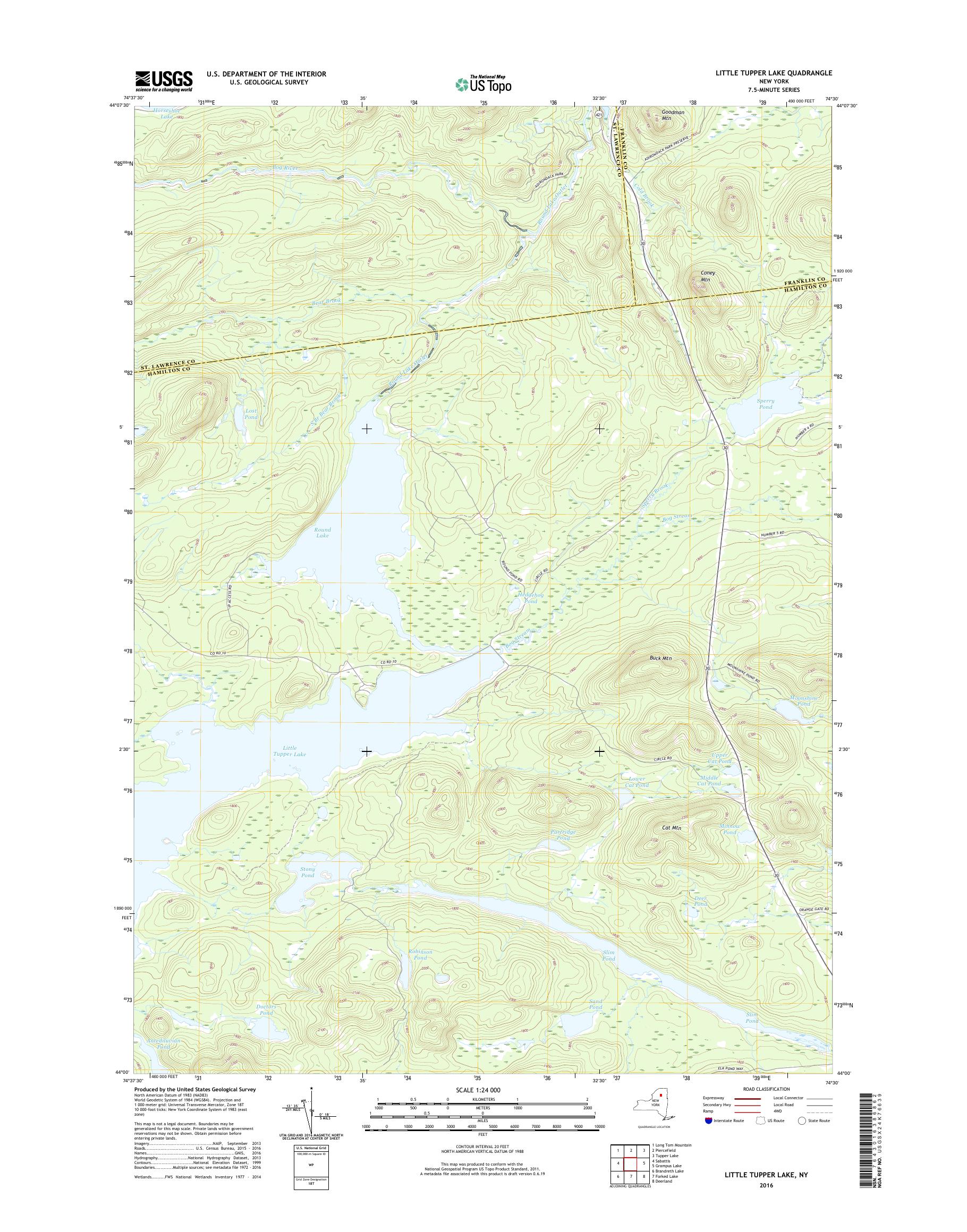 MyTopo Little Tupper Lake, New York USGS Quad Topo Map