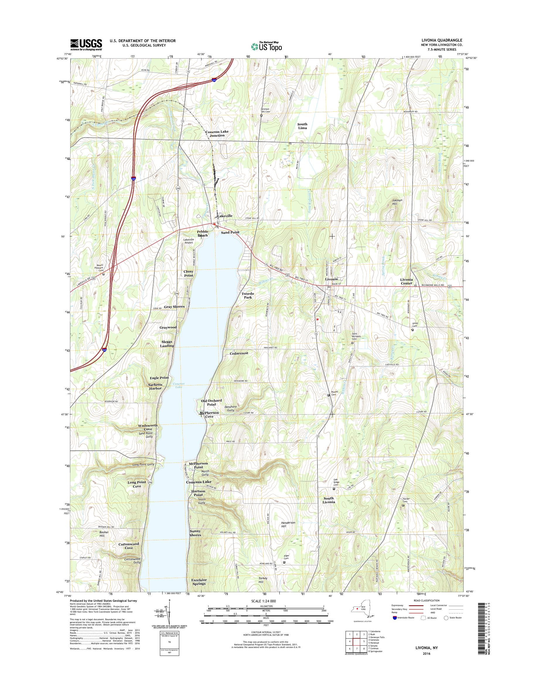 MyTopo Livonia, New York USGS Quad Topo Map