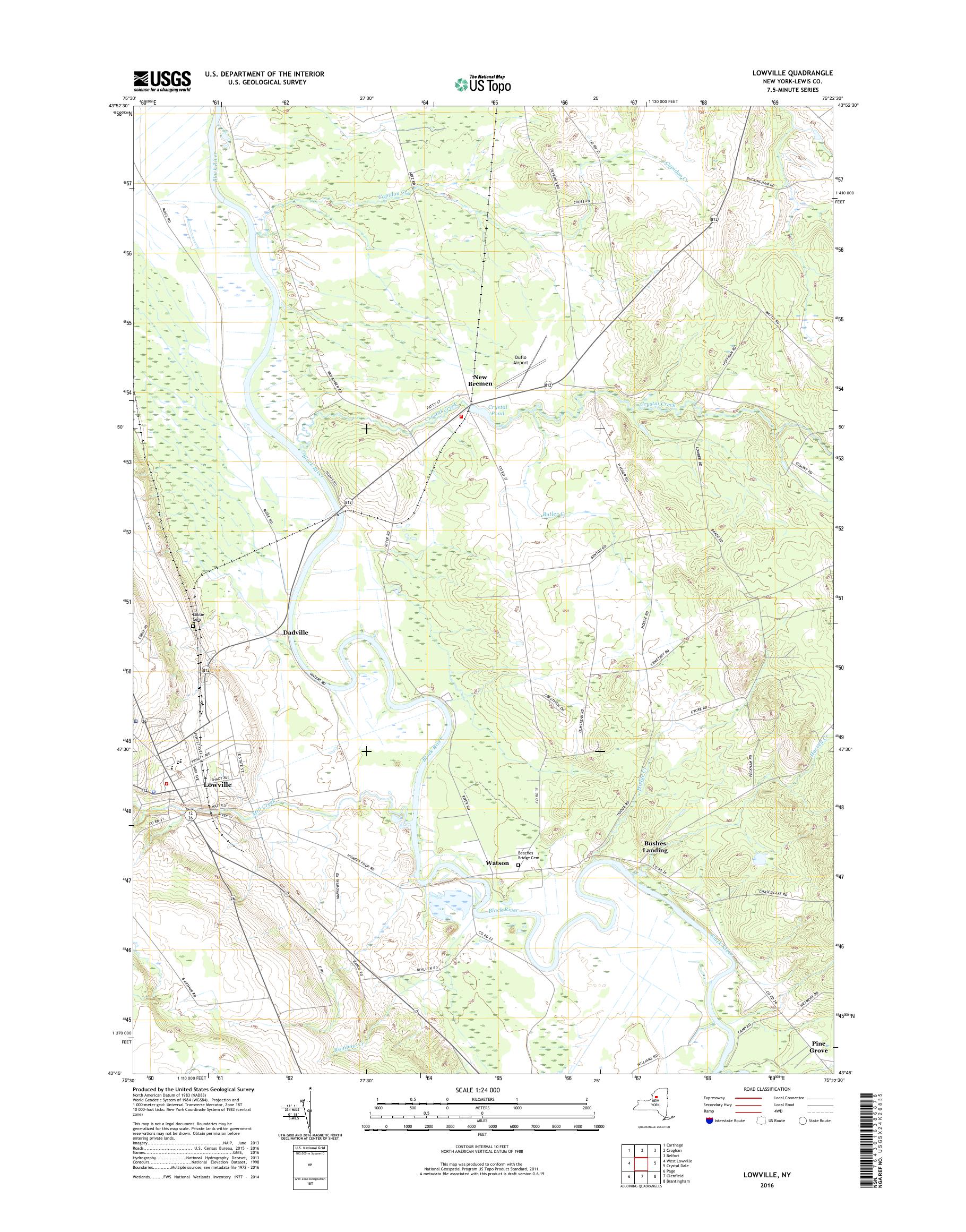 MyTopo Lowville, New York USGS Quad Topo Map