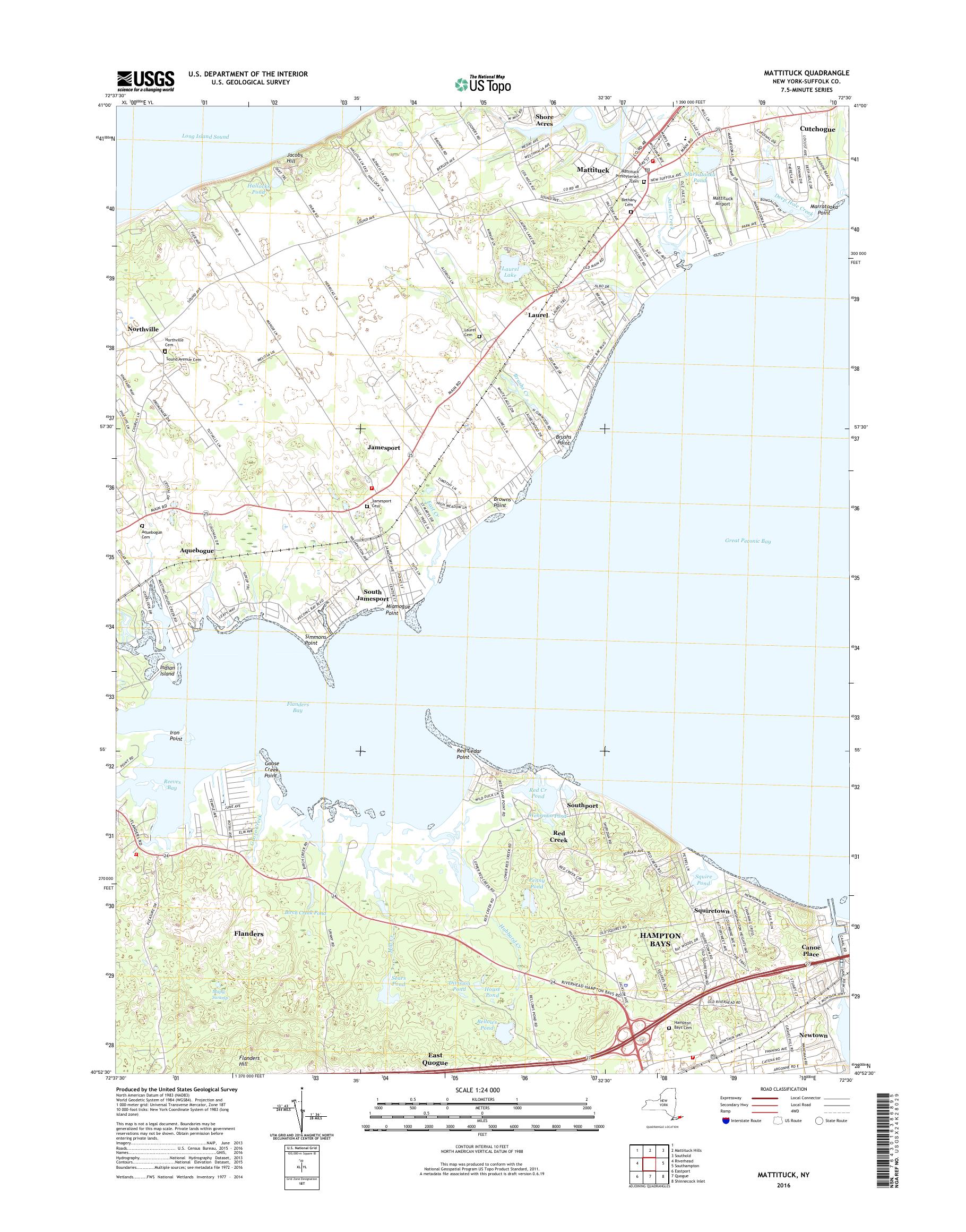 MyTopo Mattituck, New York USGS Quad Topo Map