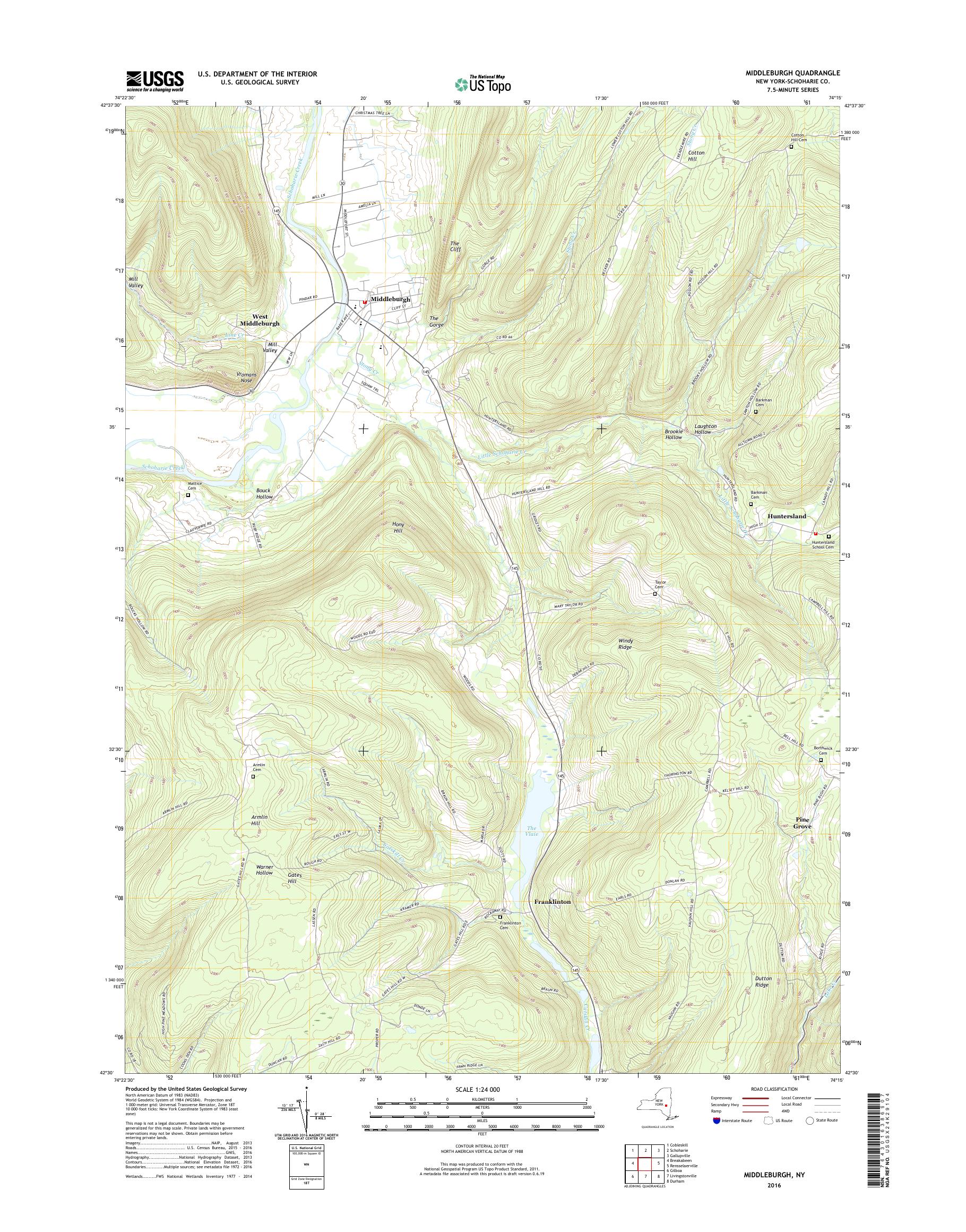MyTopo Middleburgh, New York USGS Quad Topo Map