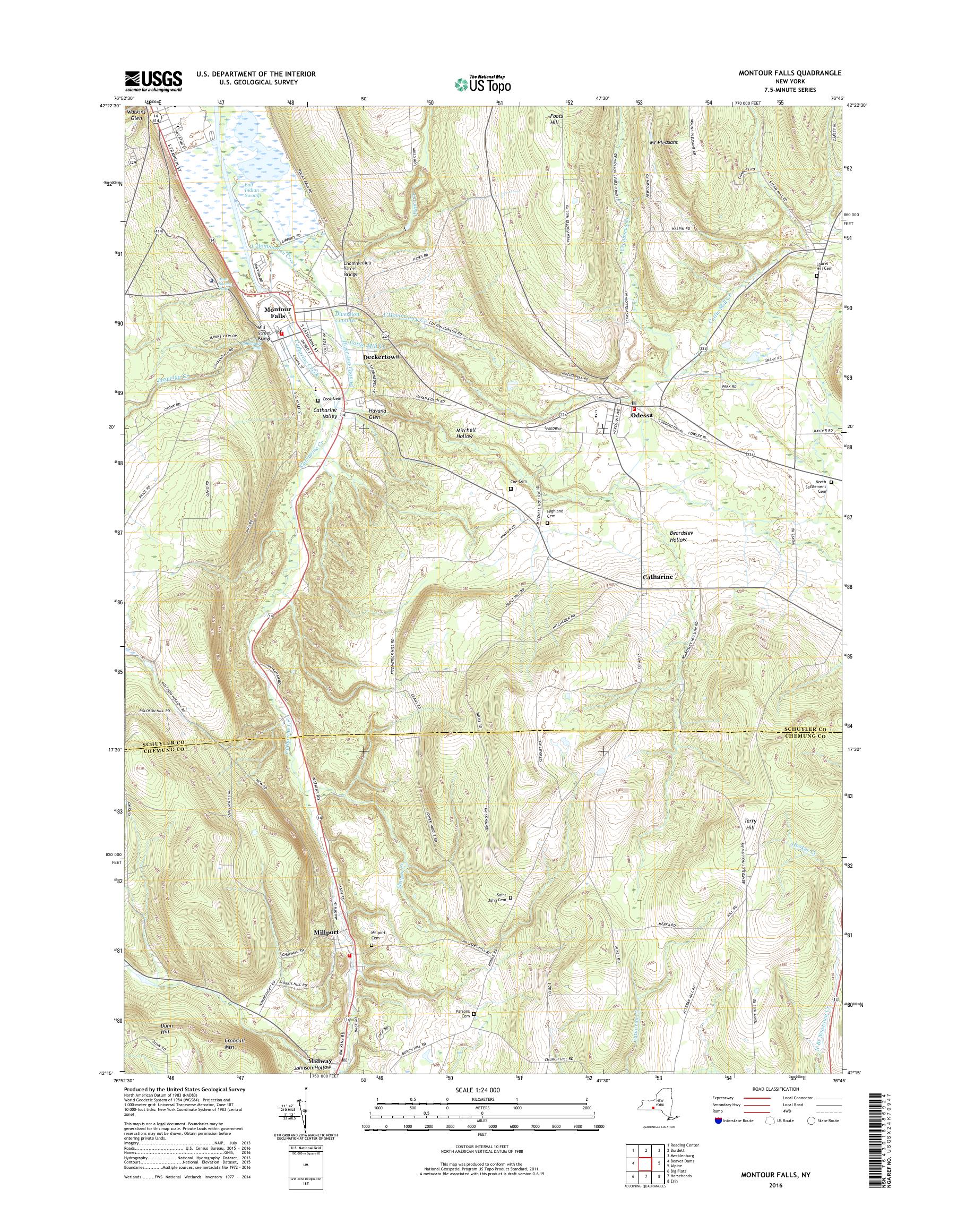 MyTopo Montour Falls, New York USGS Quad Topo Map