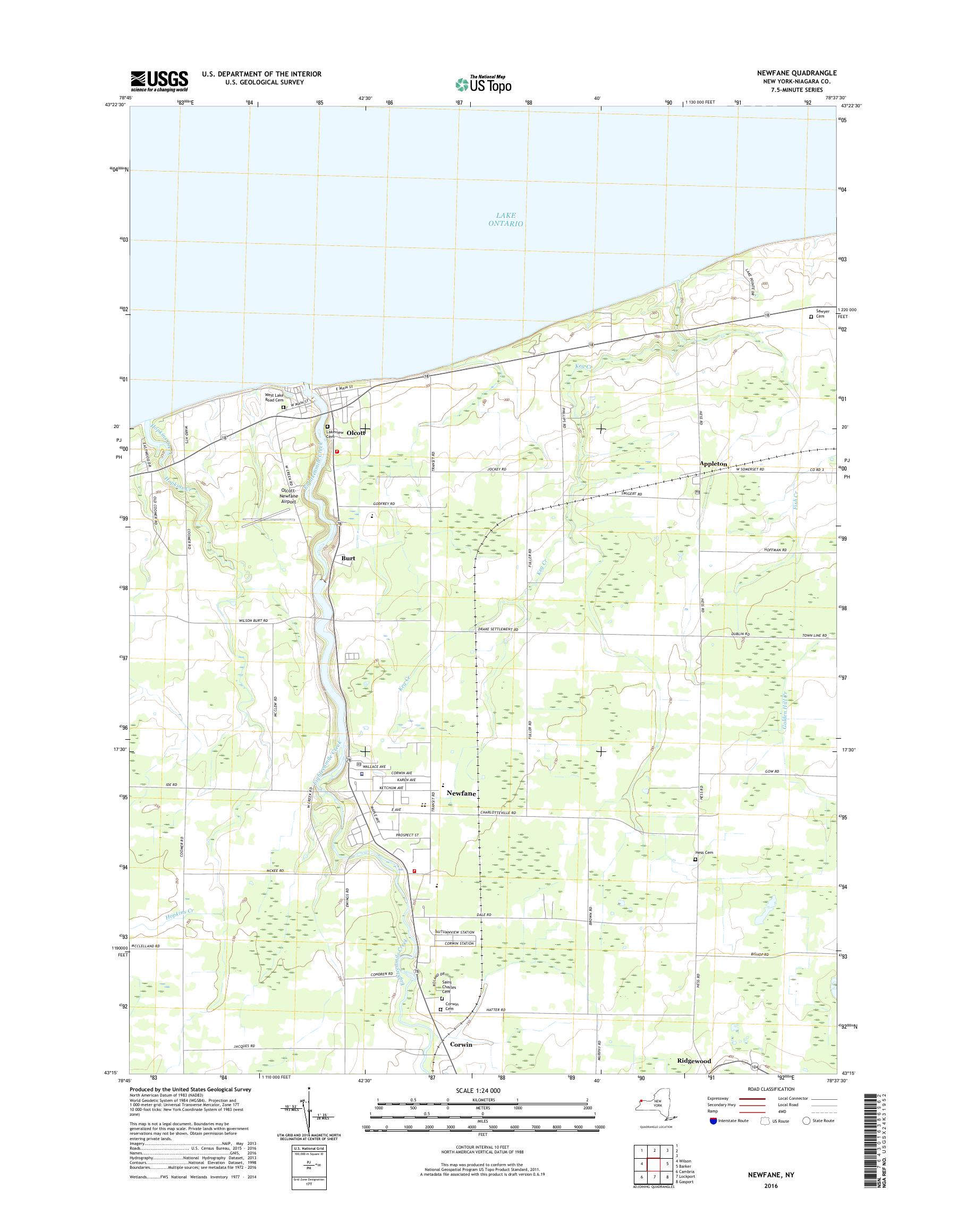 MyTopo Newfane, New York USGS Quad Topo Map