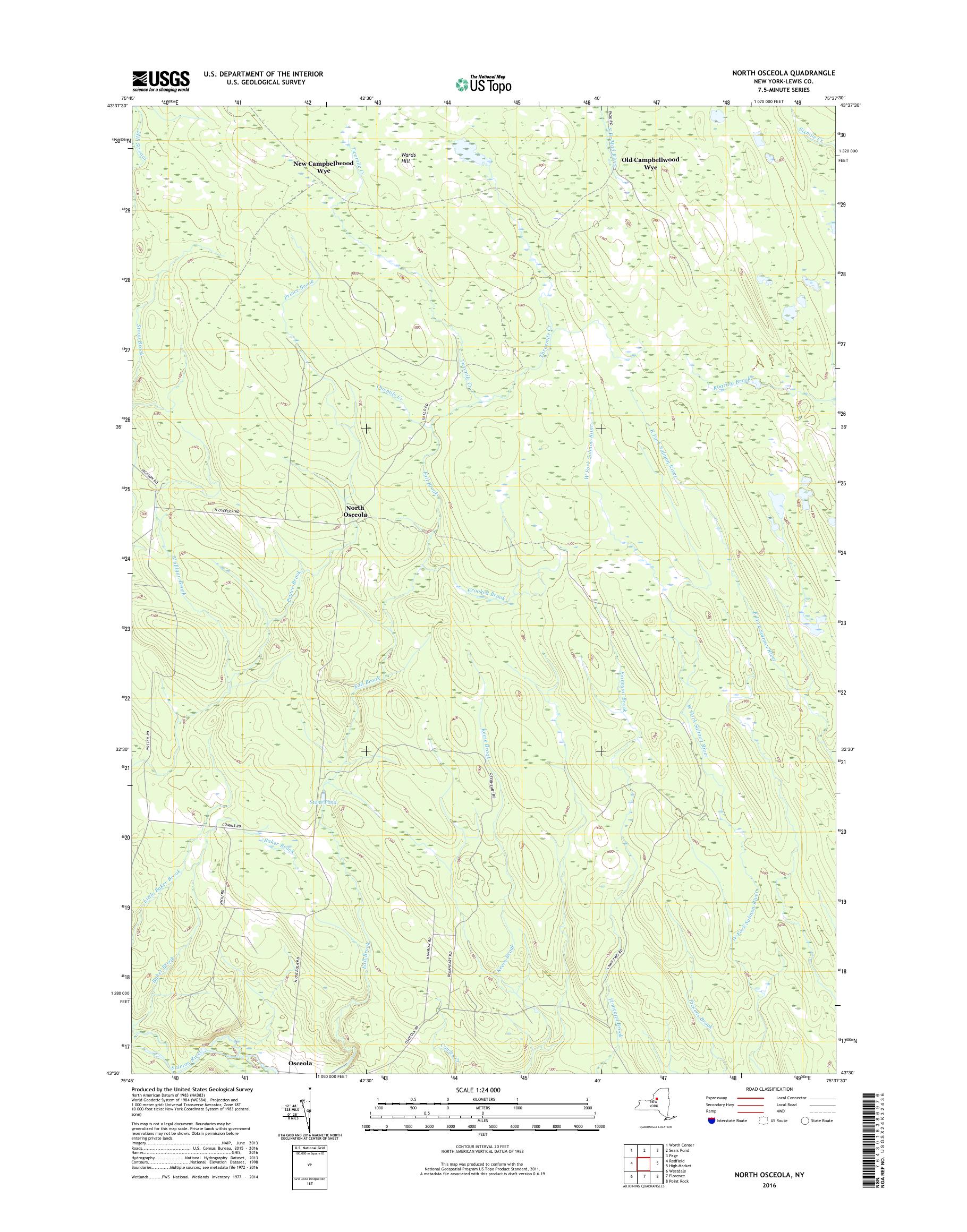 MyTopo North Osceola, New York USGS Quad Topo Map