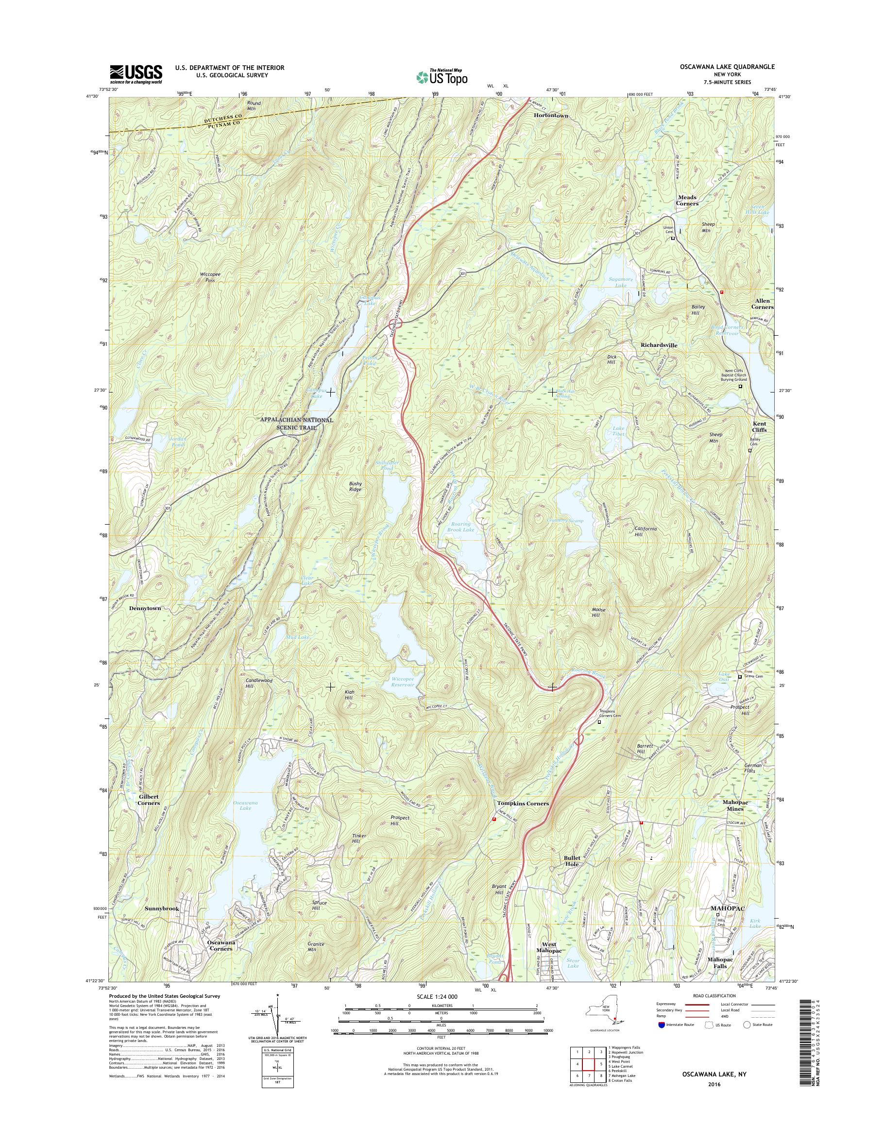 MyTopo Oscawana Lake, New York USGS Quad Topo Map