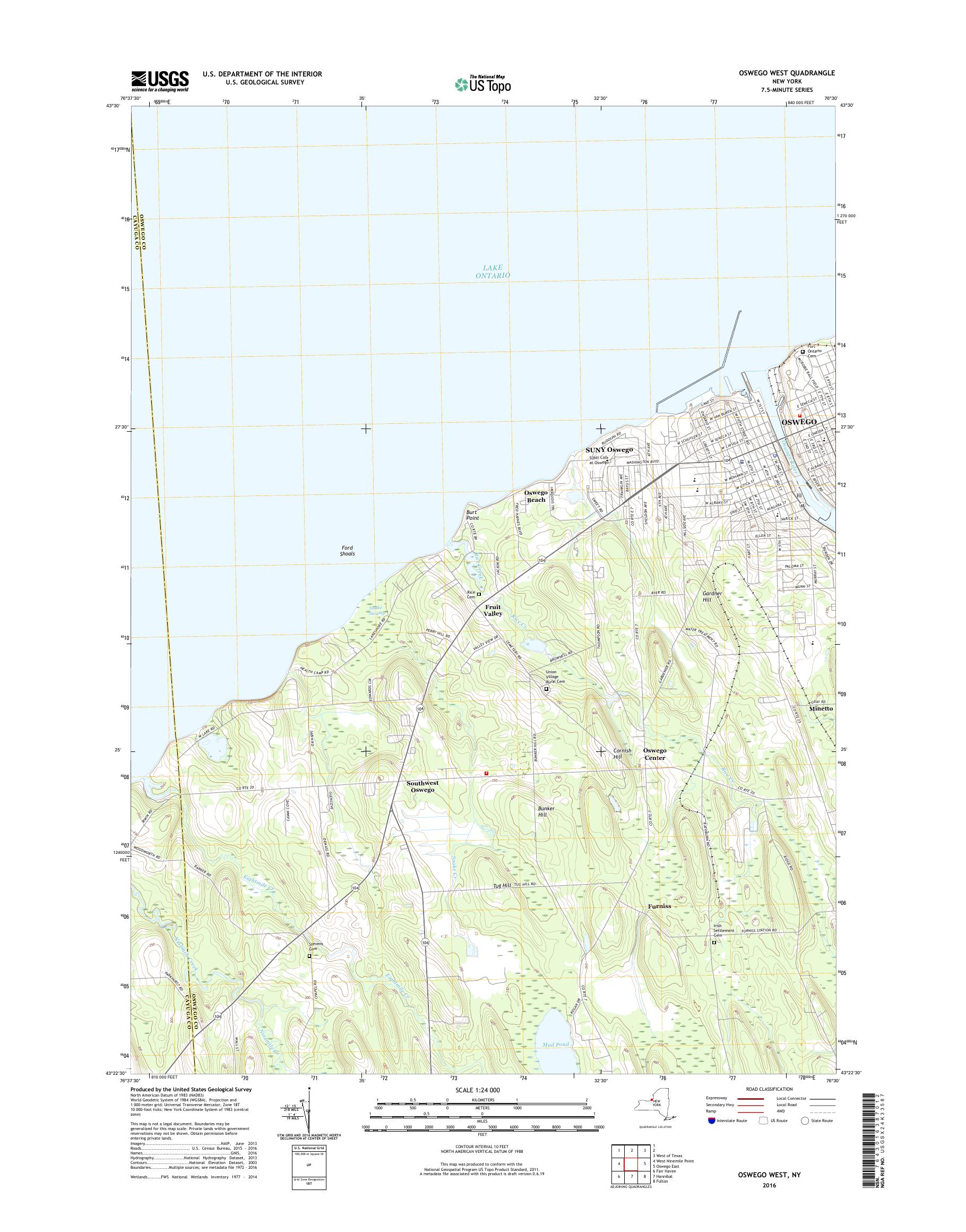 MyTopo Oswego West, New York USGS Quad Topo Map