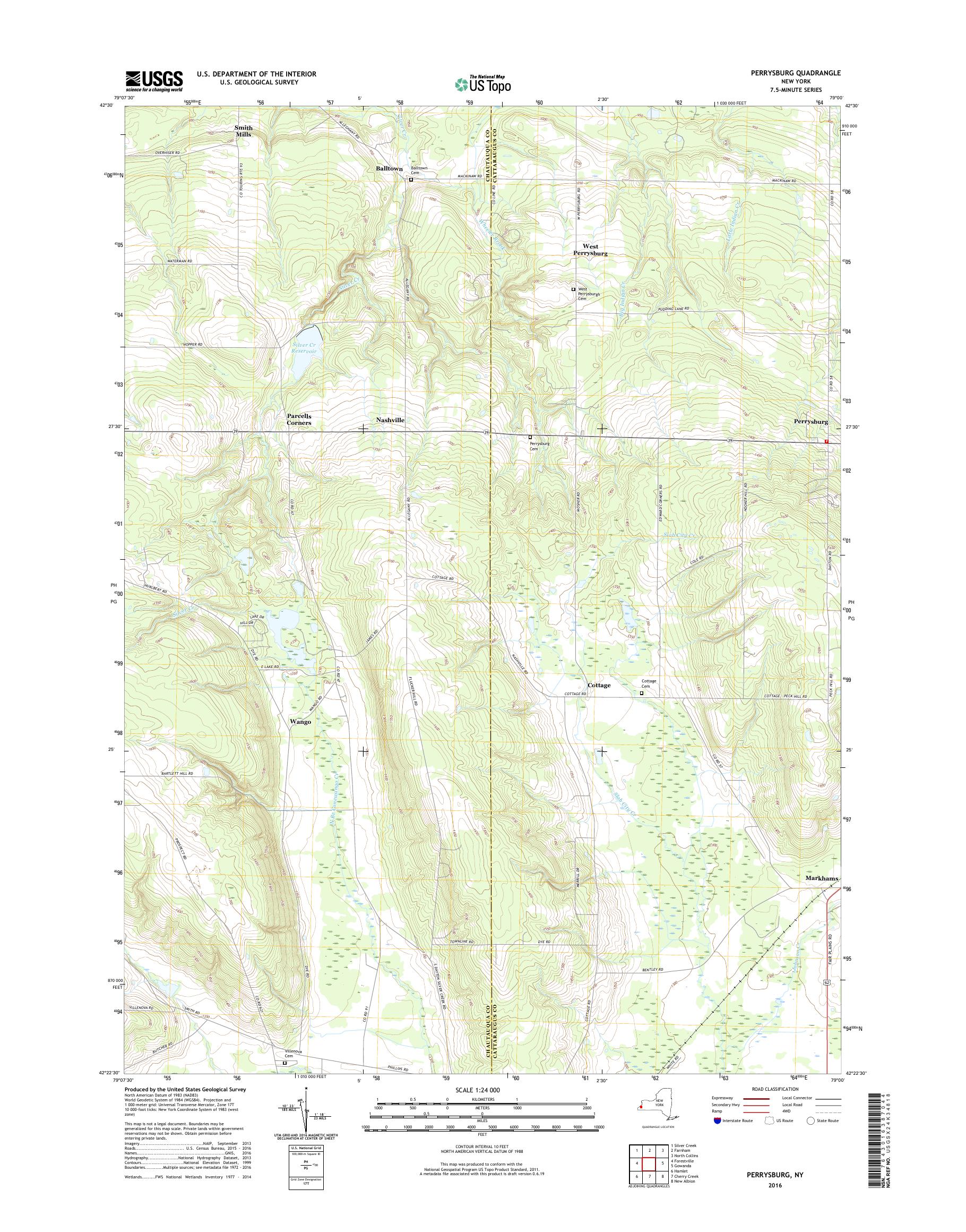 MyTopo Perrysburg, New York USGS Quad Topo Map