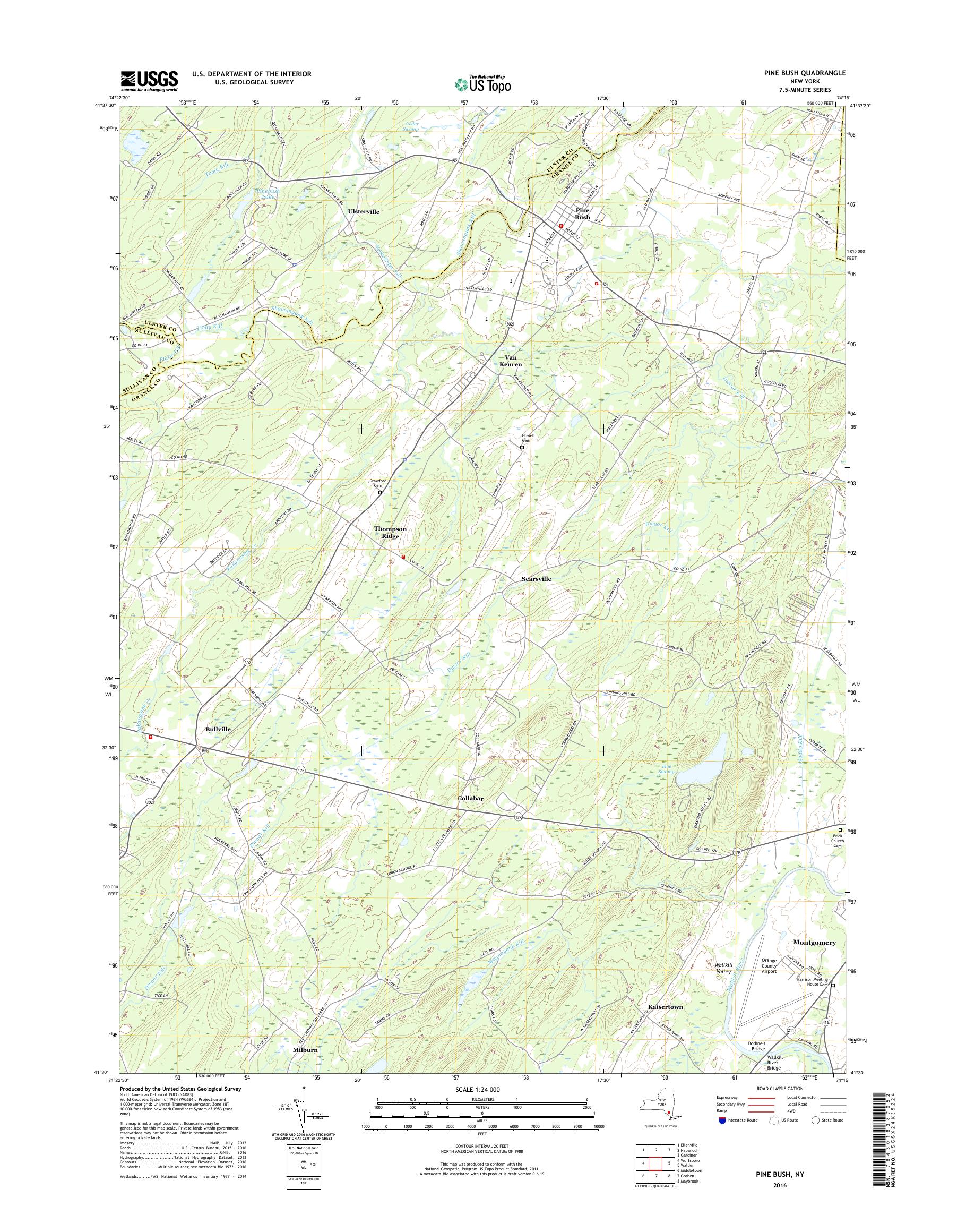 MyTopo Pine Bush, New York USGS Quad Topo Map