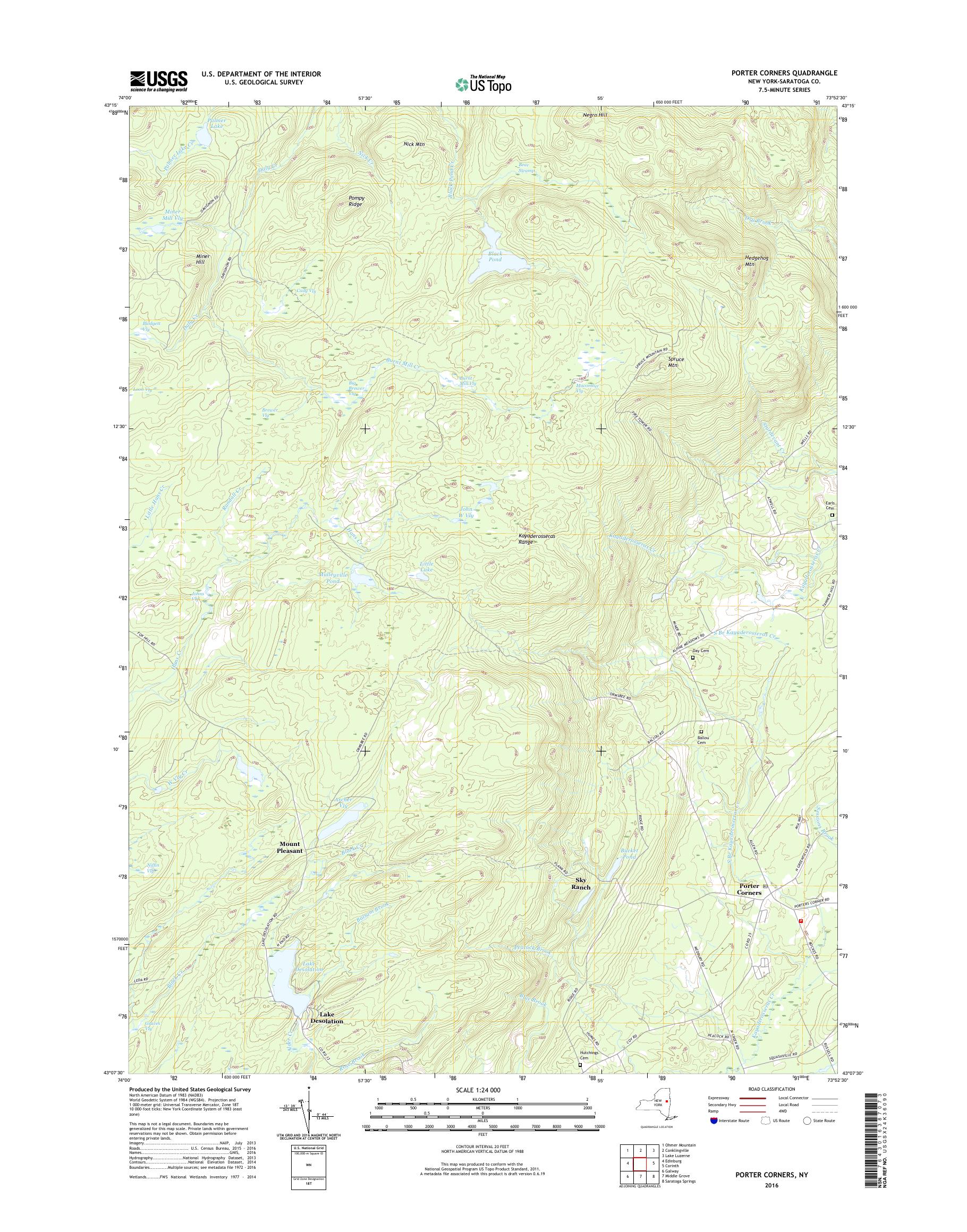 MyTopo Porter Corners, New York USGS Quad Topo Map