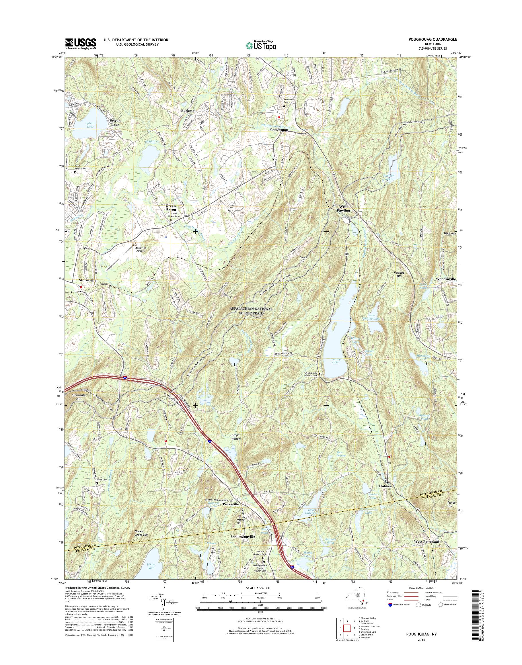 MyTopo Poughquag, New York USGS Quad Topo Map
