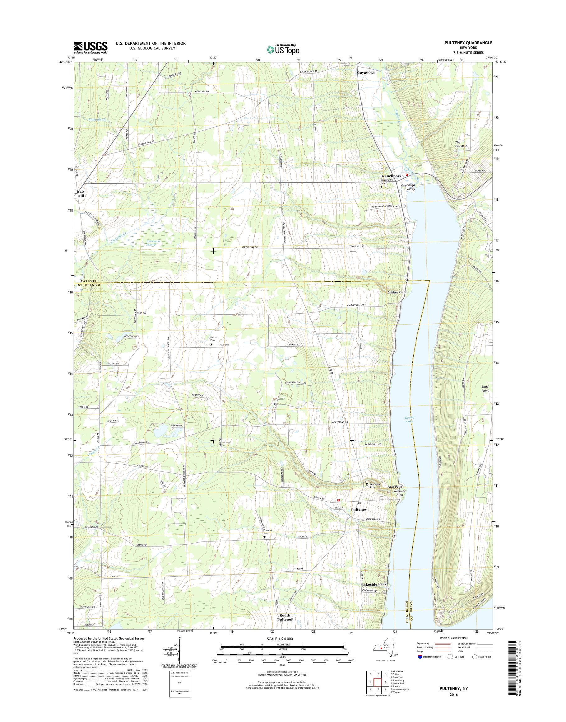 MyTopo Pulteney, New York USGS Quad Topo Map