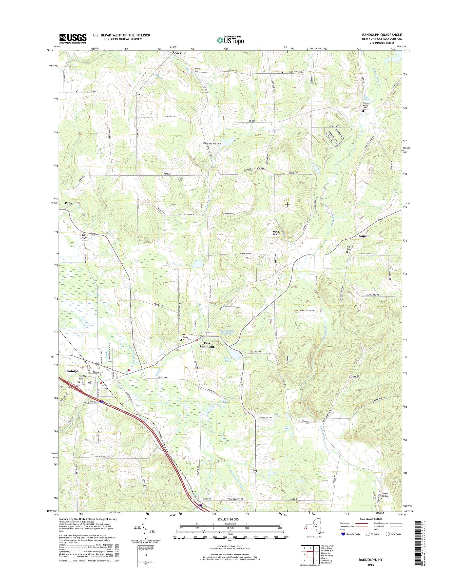 MyTopo Randolph, New York USGS Quad Topo Map