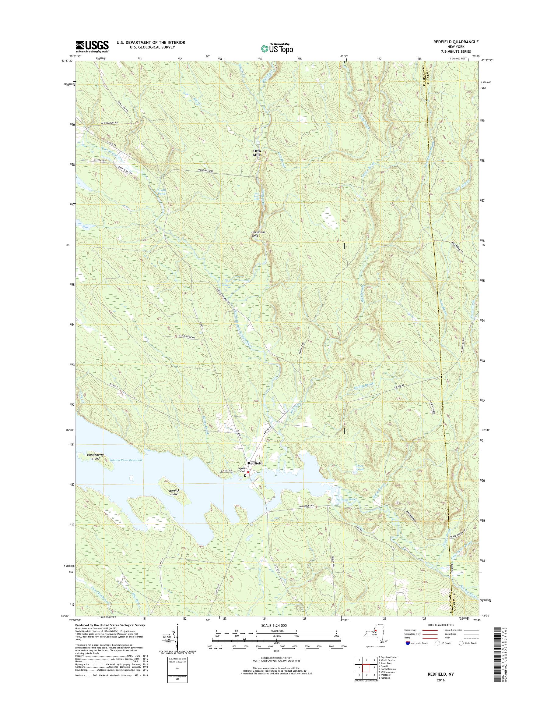 MyTopo Redfield, New York USGS Quad Topo Map