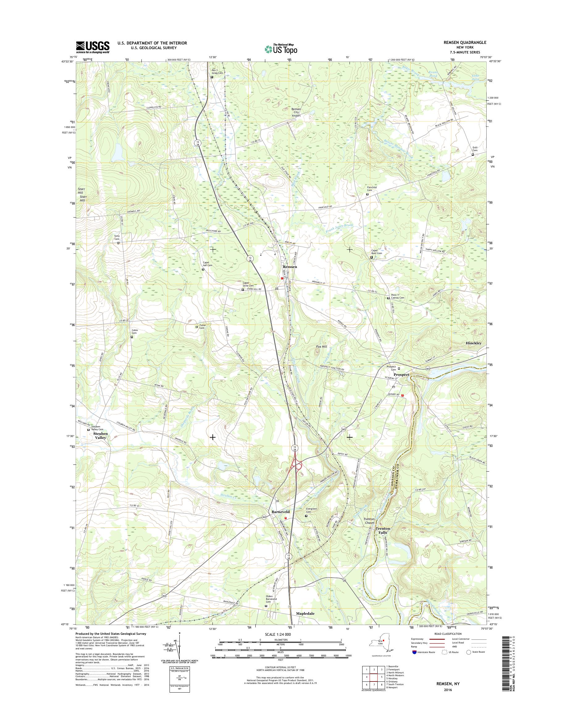 MyTopo Remsen, New York USGS Quad Topo Map