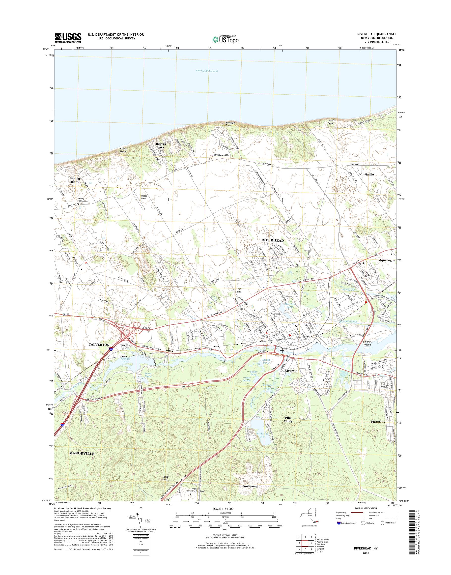 MyTopo Riverhead, New York USGS Quad Topo Map