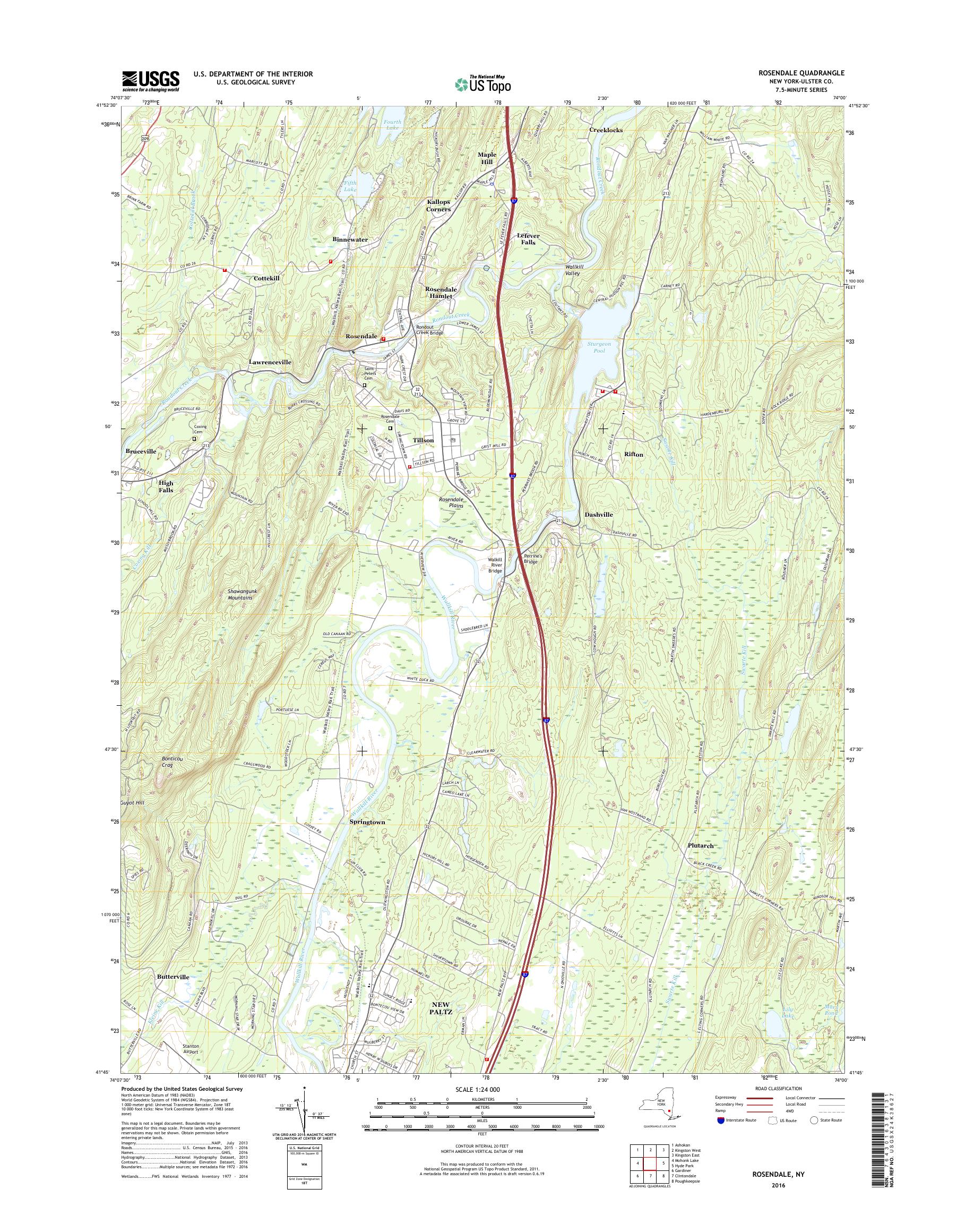 MyTopo Rosendale, New York USGS Quad Topo Map
