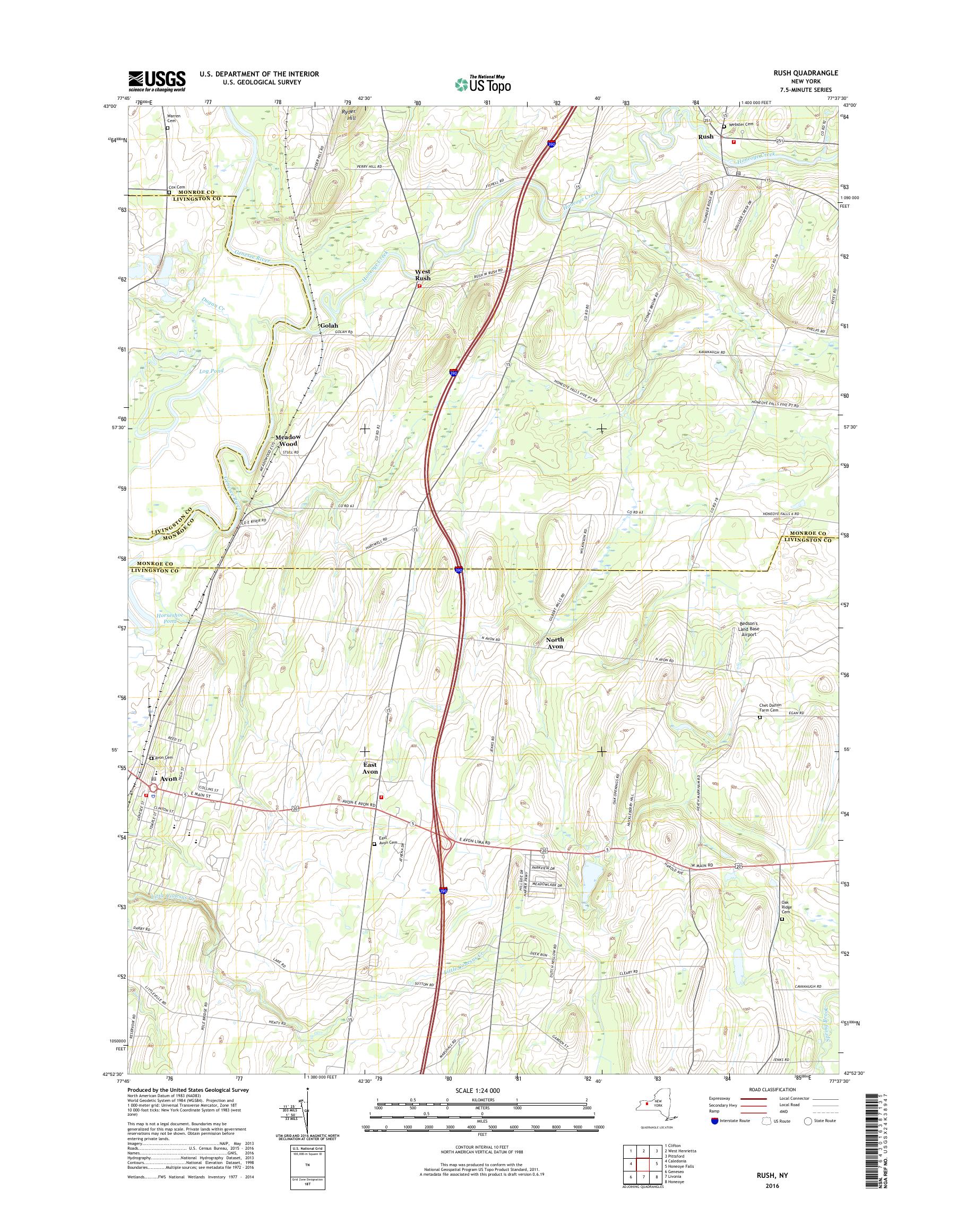 MyTopo Rush, New York USGS Quad Topo Map