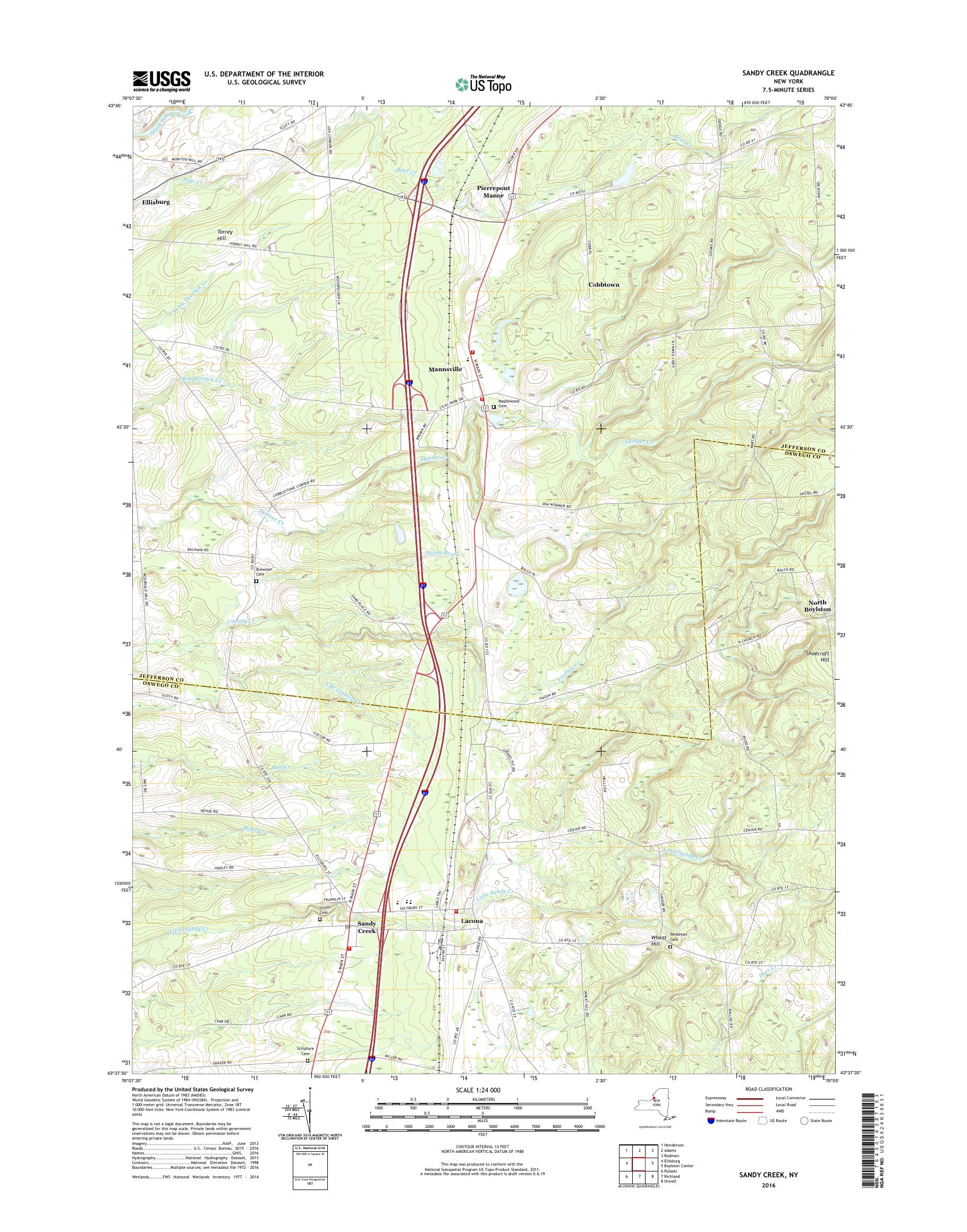 MyTopo Sandy Creek, New York USGS Quad Topo Map