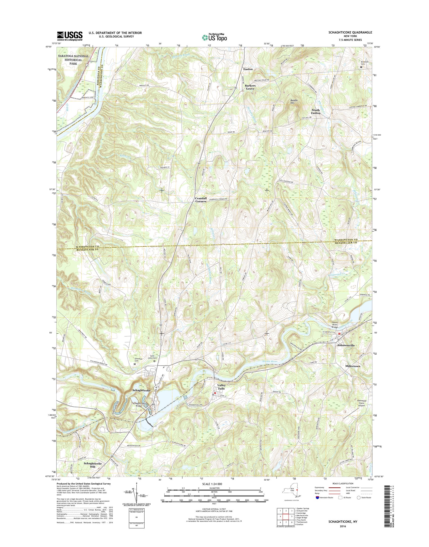 MyTopo Schaghticoke, New York USGS Quad Topo Map