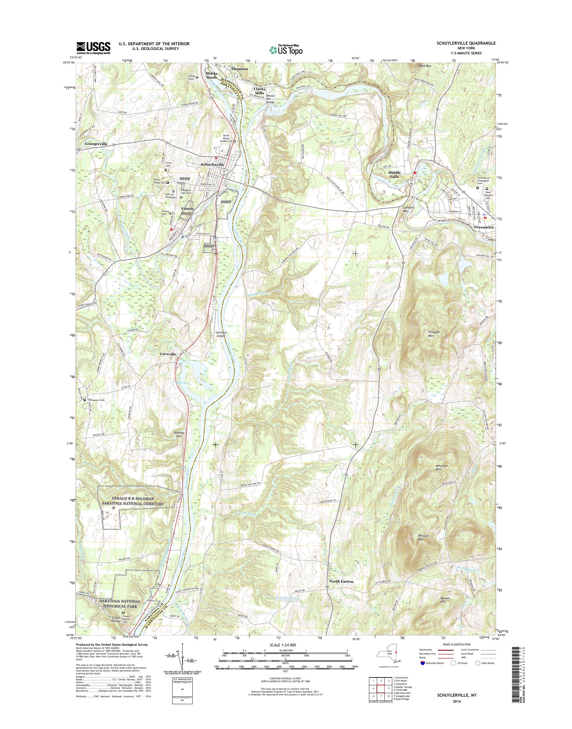 MyTopo Schuylerville, New York USGS Quad Topo Map