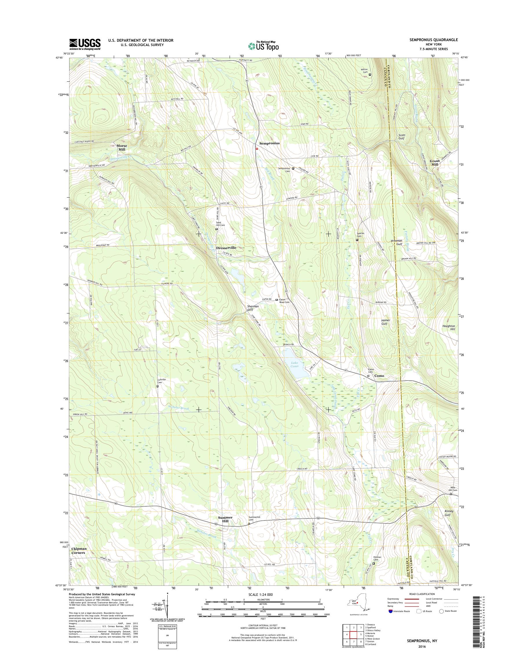 MyTopo Sempronius, New York USGS Quad Topo Map