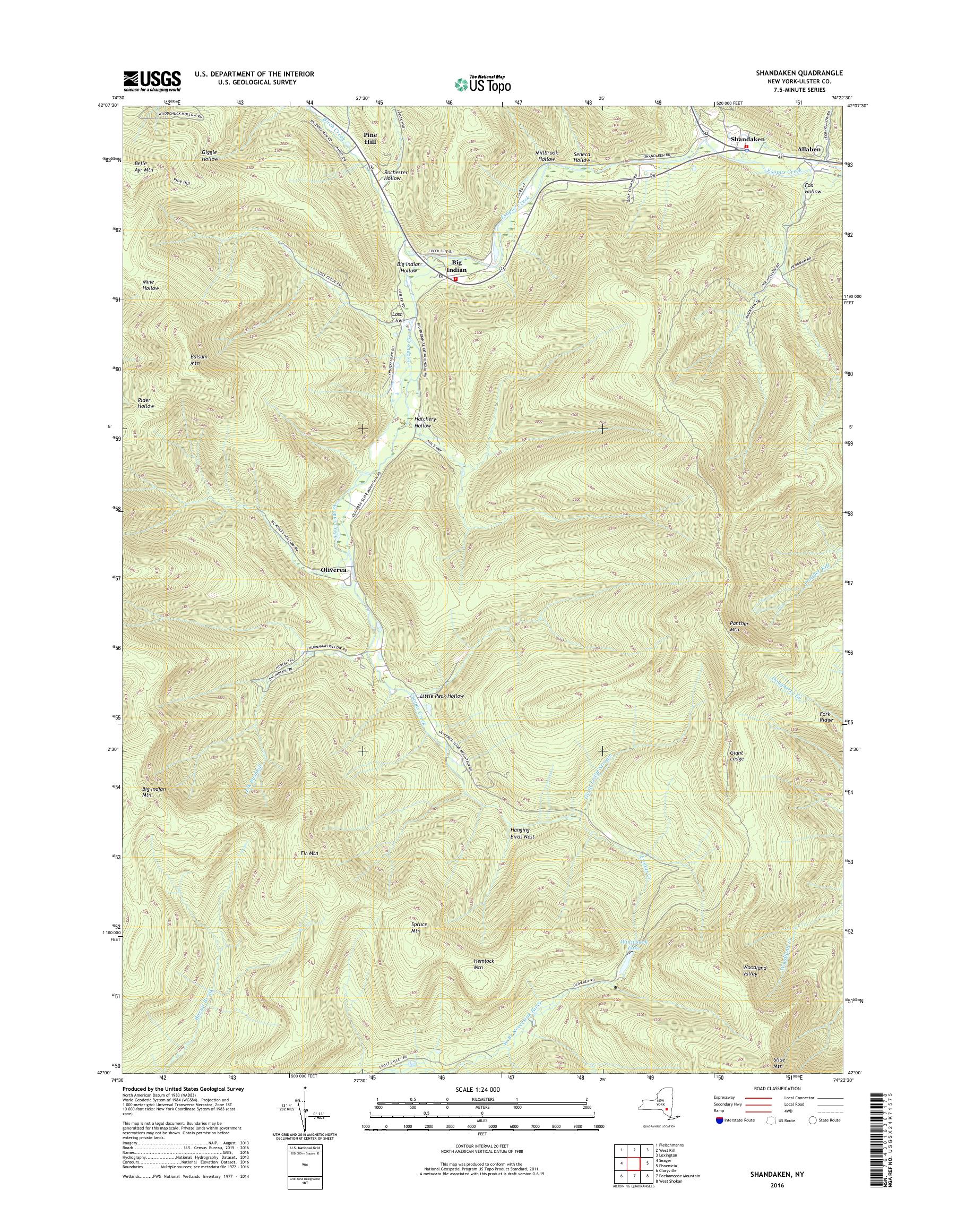 MyTopo Shandaken, New York USGS Quad Topo Map