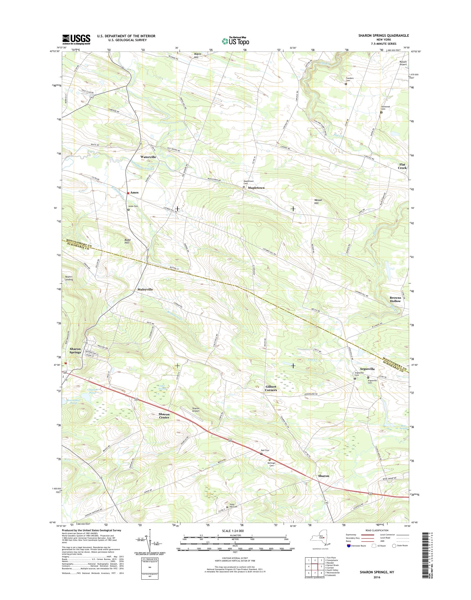 MyTopo Sharon Springs, New York USGS Quad Topo Map