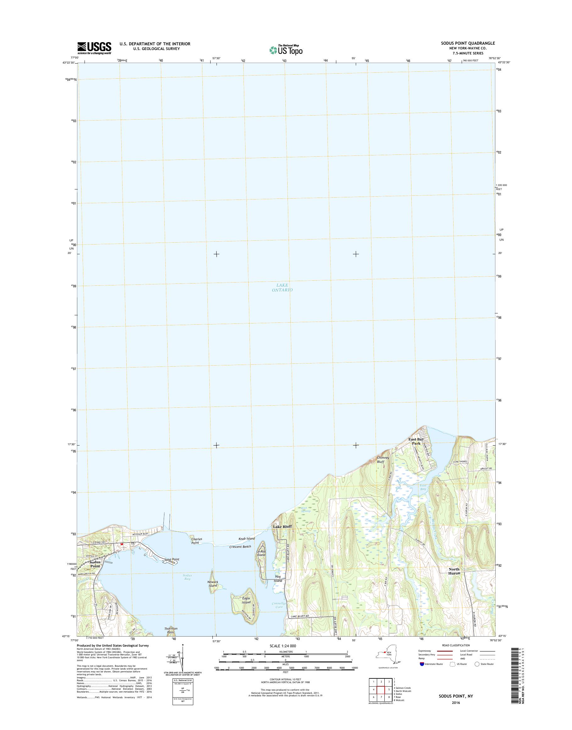 MyTopo Sodus Point, New York USGS Quad Topo Map