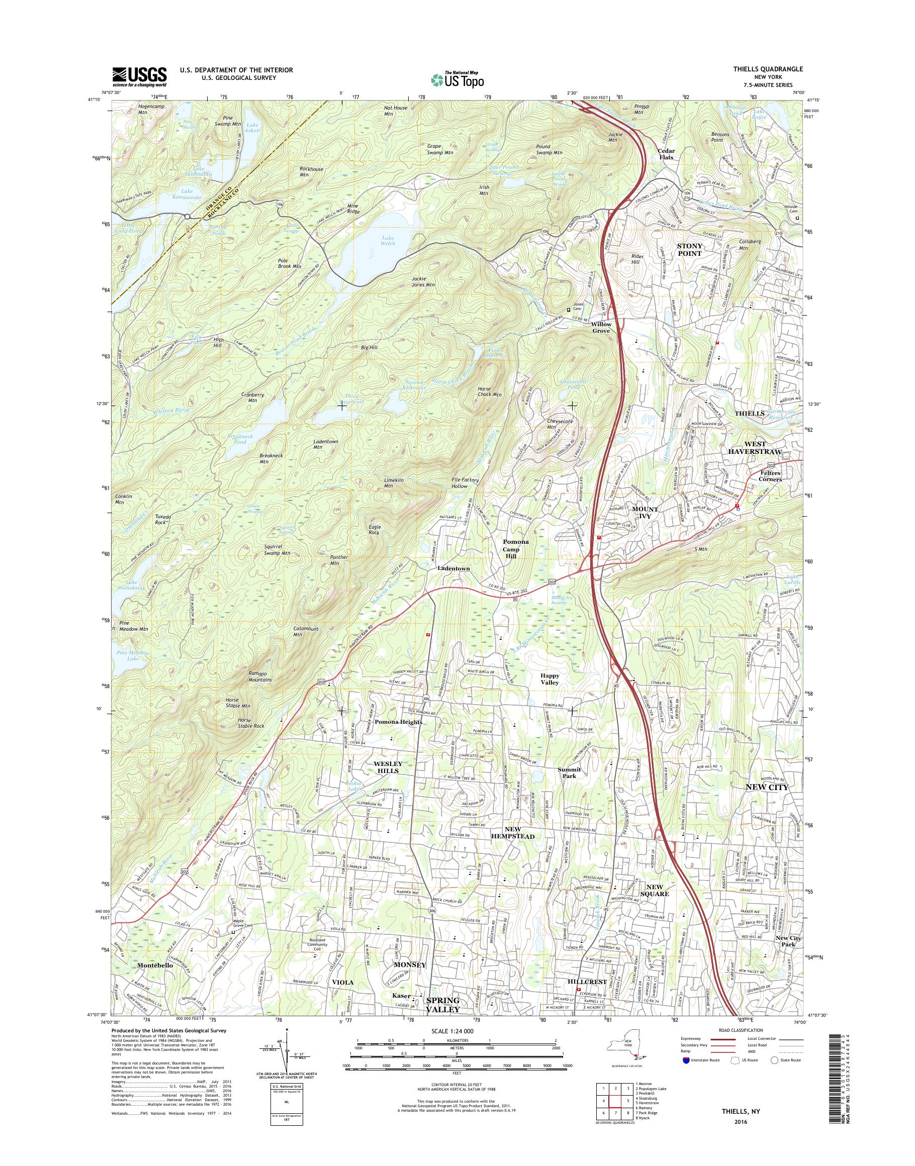 MyTopo Thiells, New York USGS Quad Topo Map