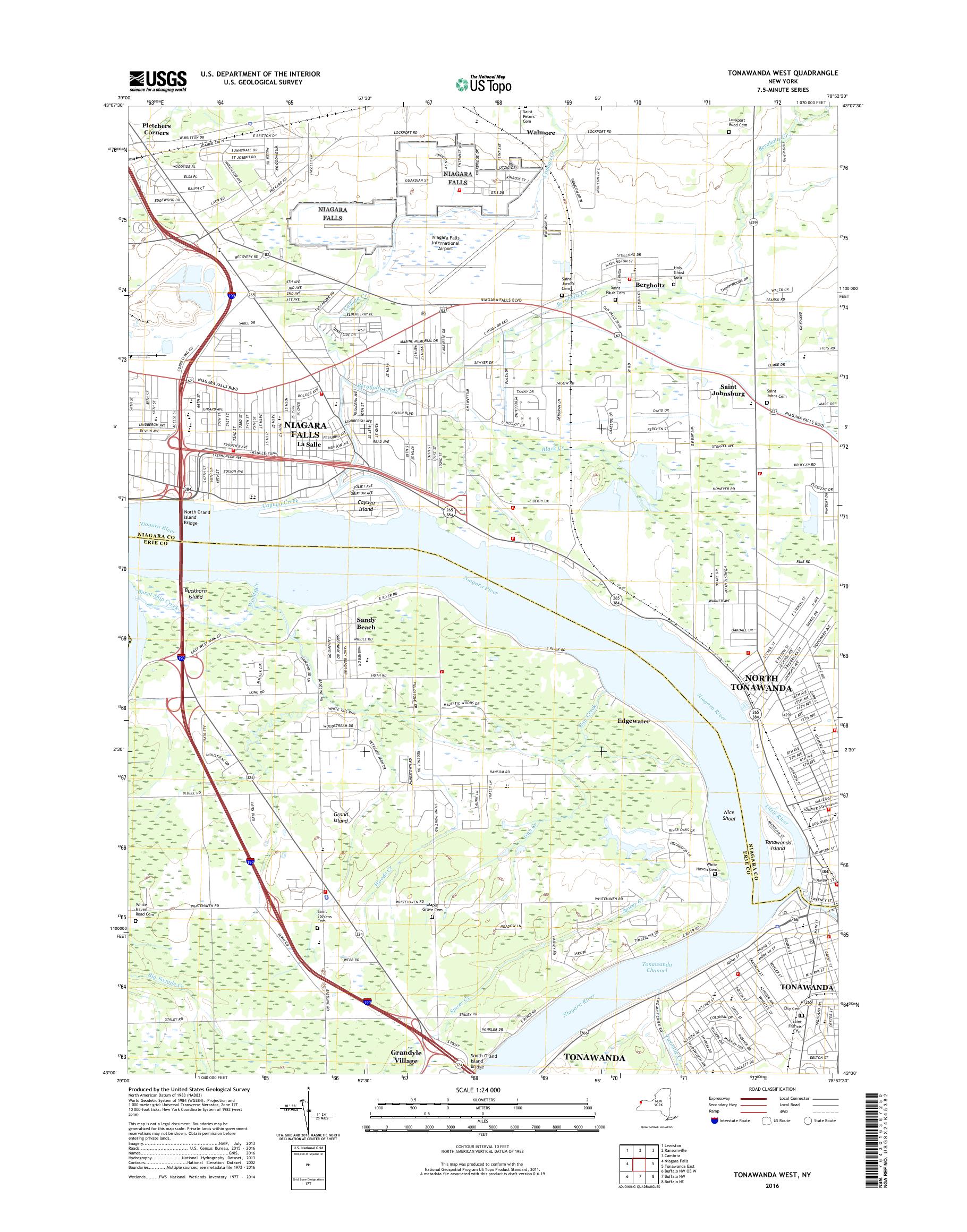 MyTopo Tonawanda West, New York USGS Quad Topo Map