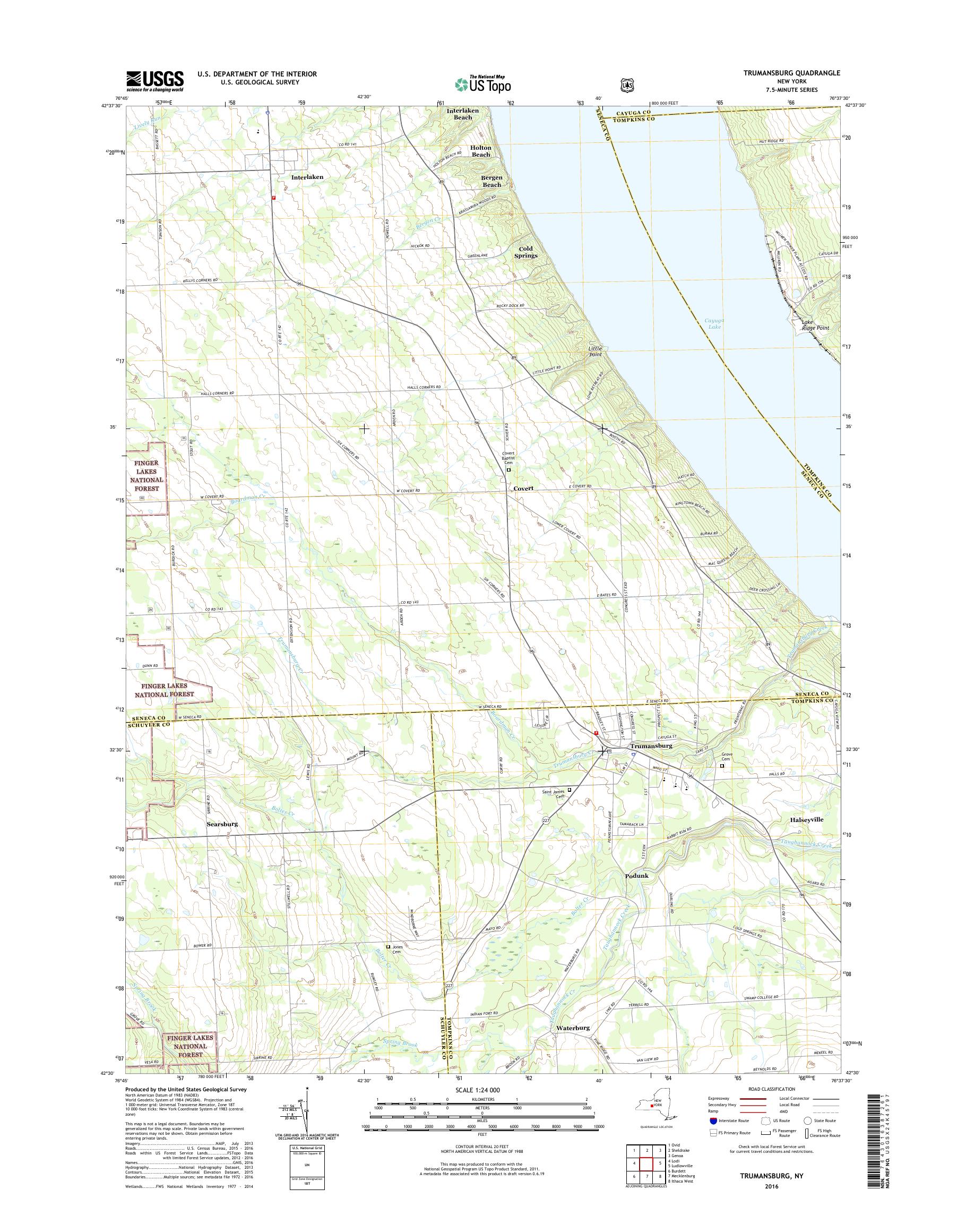 MyTopo Trumansburg, New York USGS Quad Topo Map