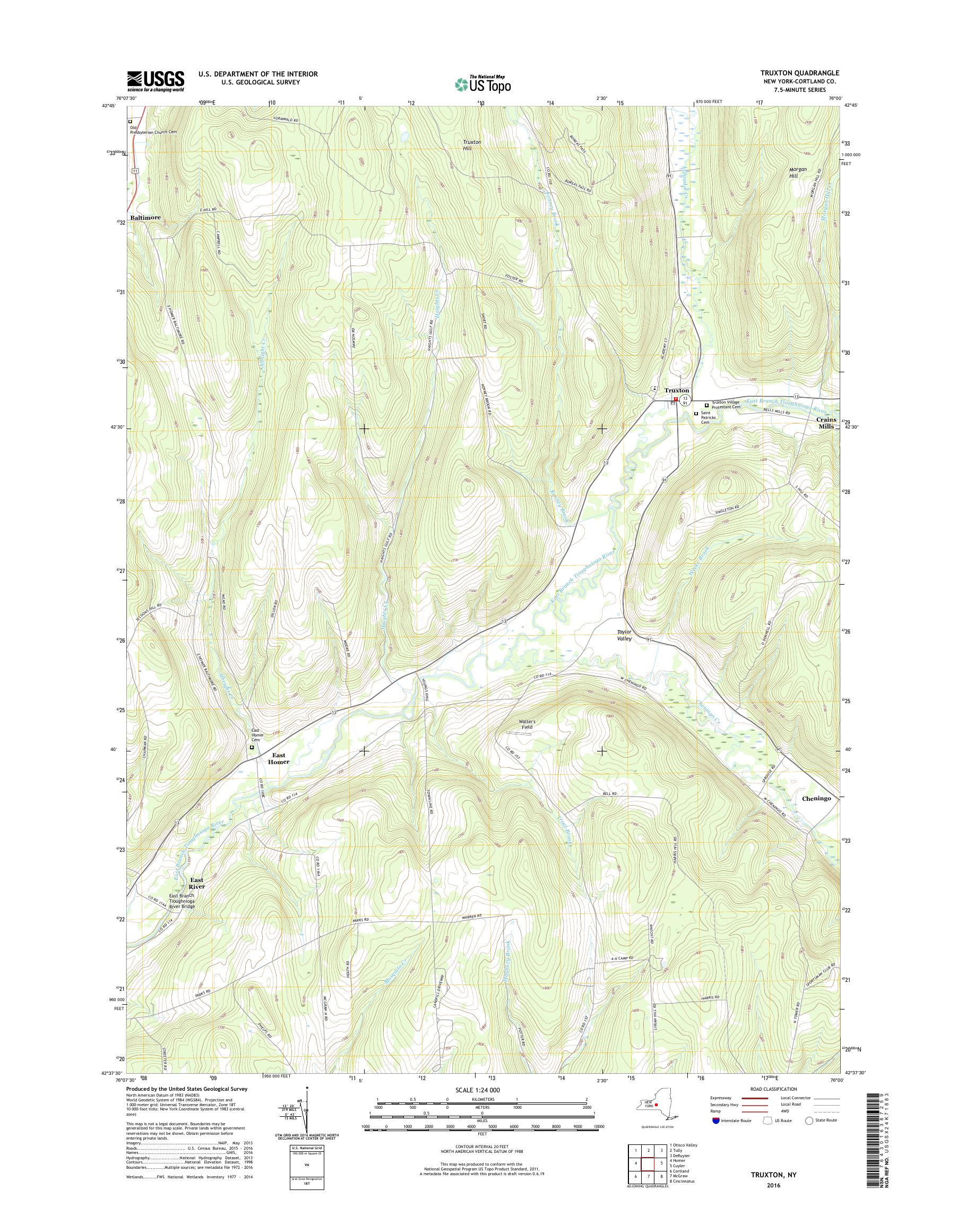 MyTopo Truxton, New York USGS Quad Topo Map