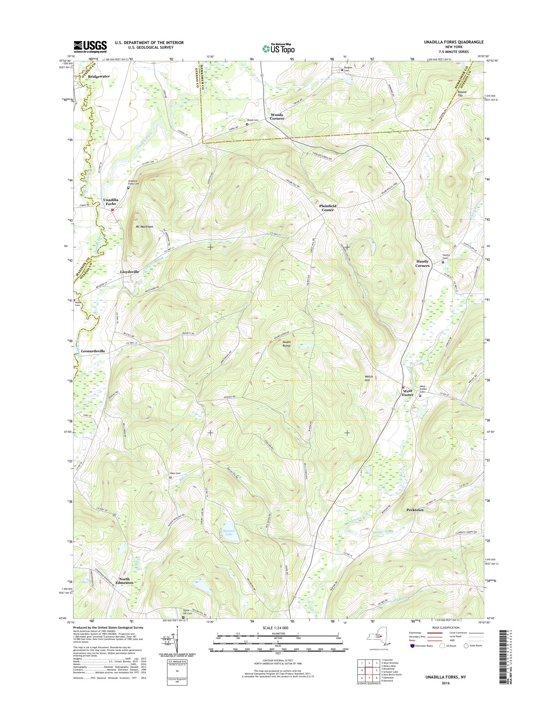 MyTopo Unadilla Forks, New York USGS Quad Topo Map