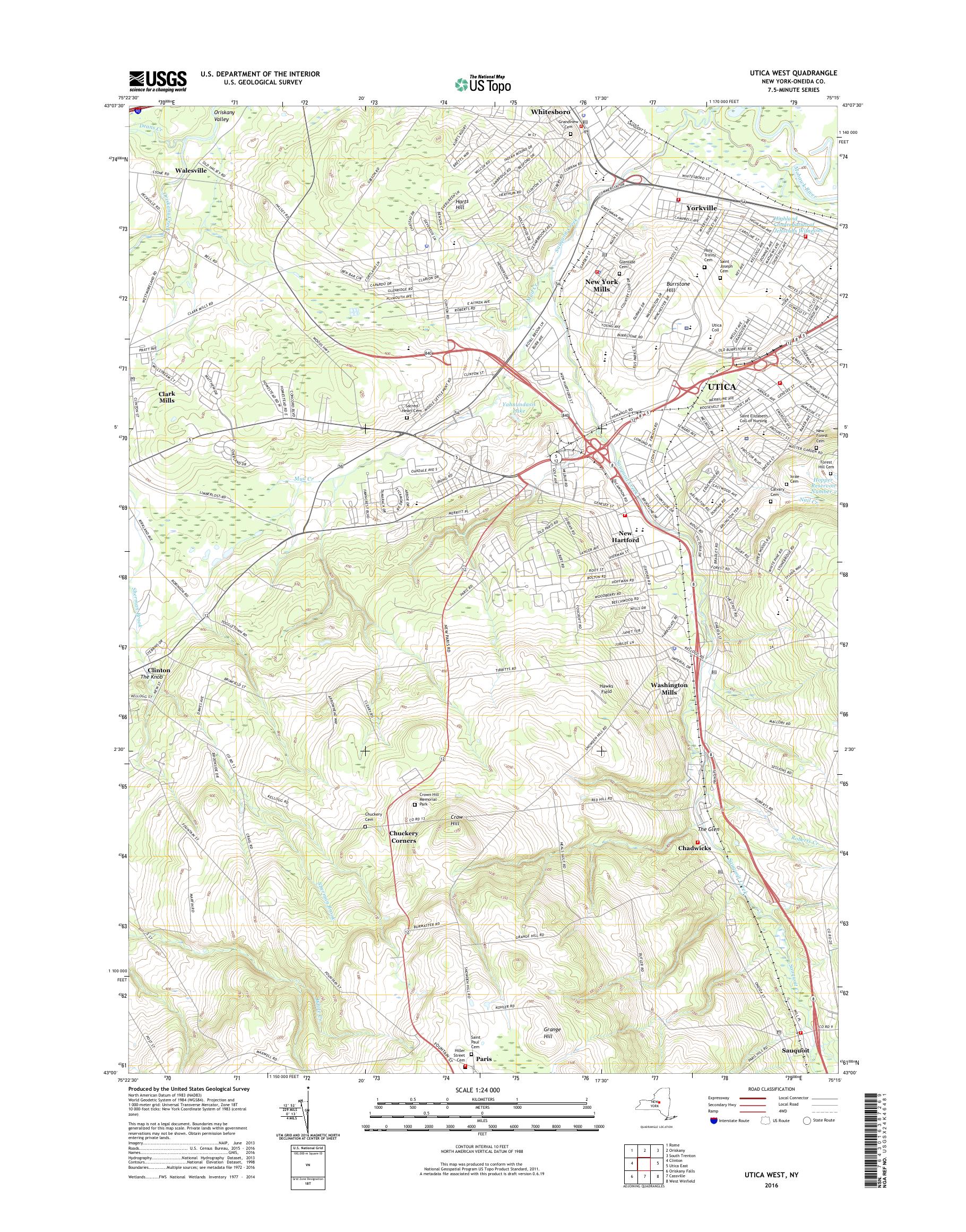 MyTopo Utica West, New York USGS Quad Topo Map