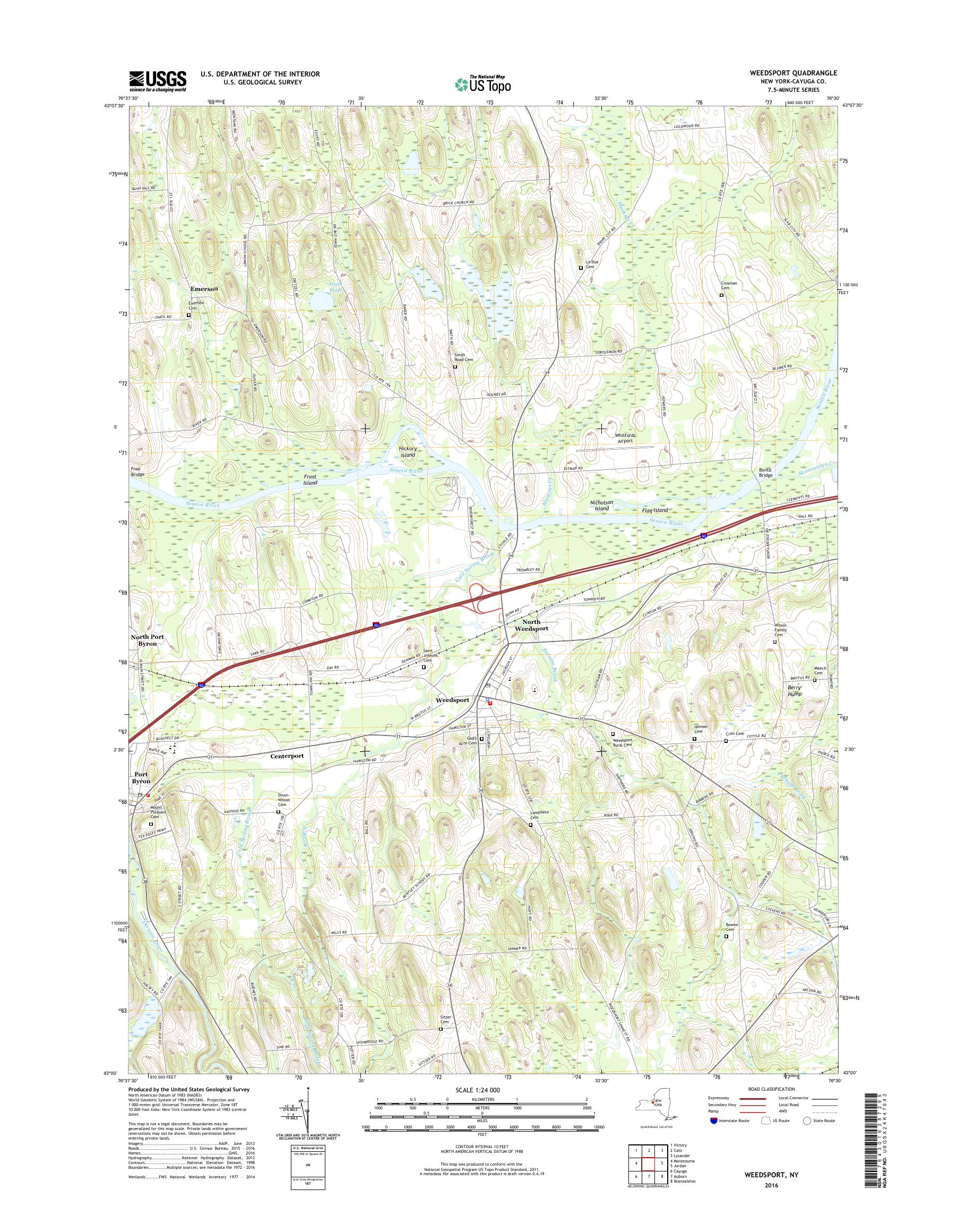 MyTopo Weedsport, New York USGS Quad Topo Map