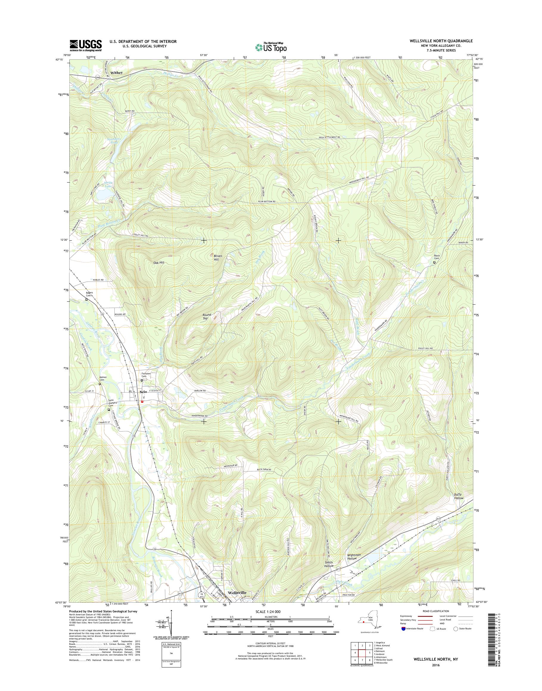 MyTopo Wellsville North, New York USGS Quad Topo Map