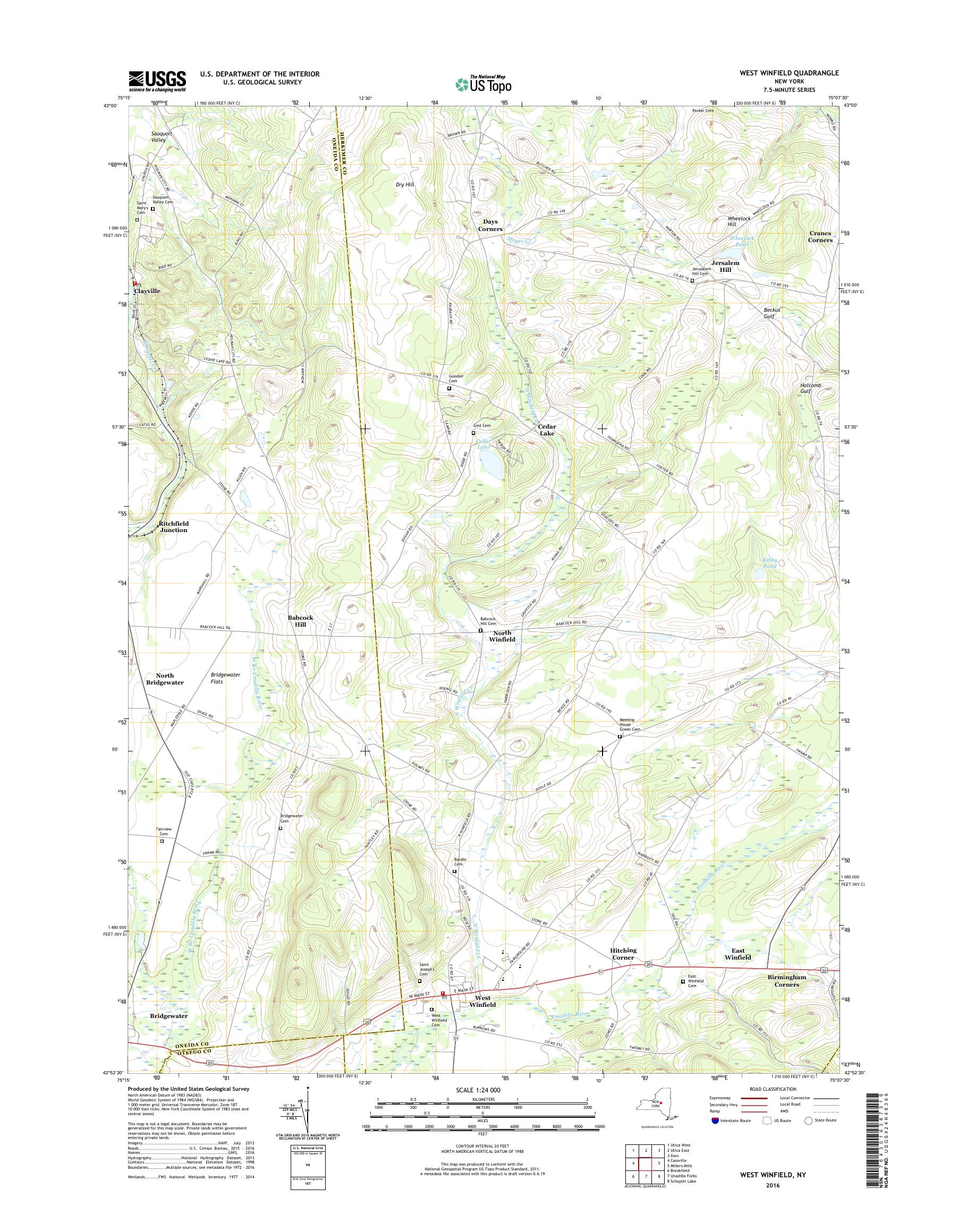 MyTopo West Winfield, New York USGS Quad Topo Map