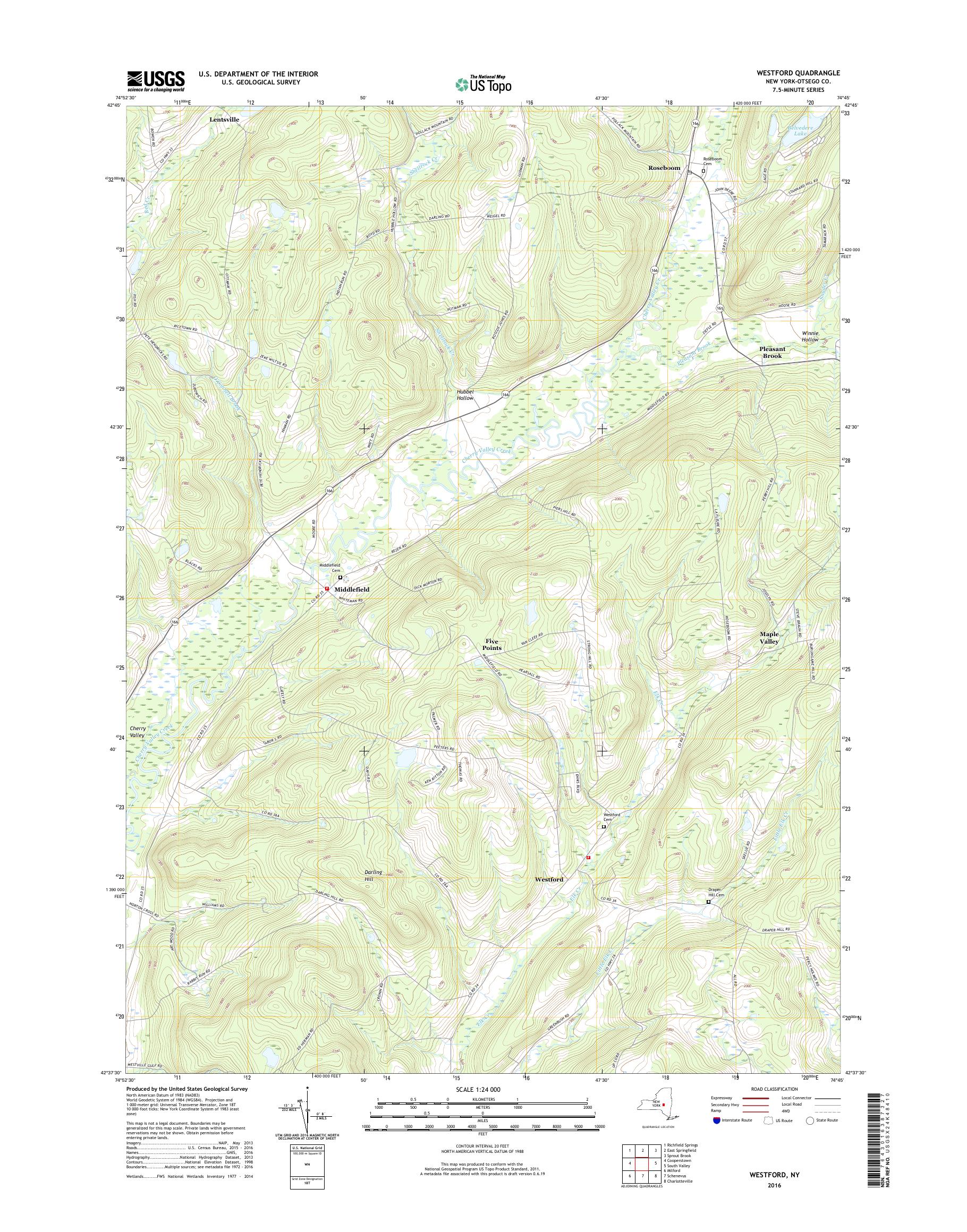MyTopo Westford, New York USGS Quad Topo Map