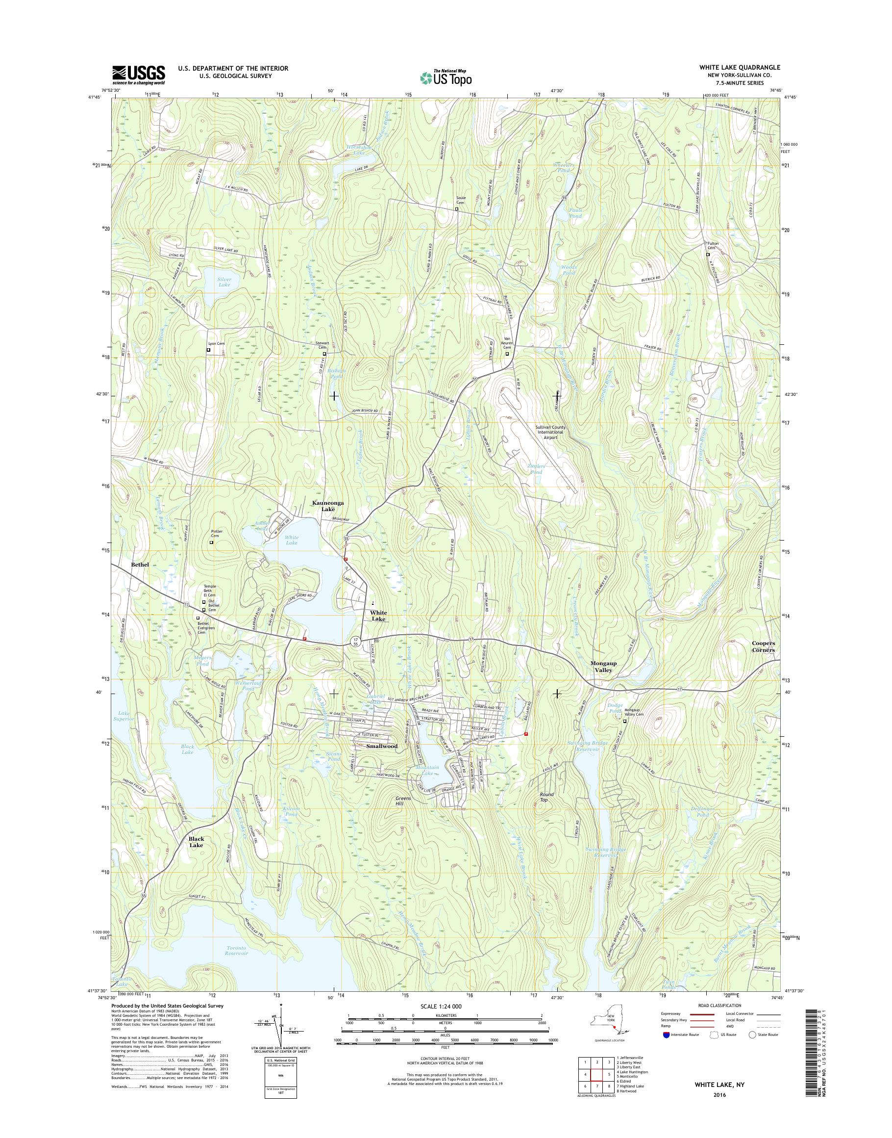 MyTopo White Lake, New York USGS Quad Topo Map