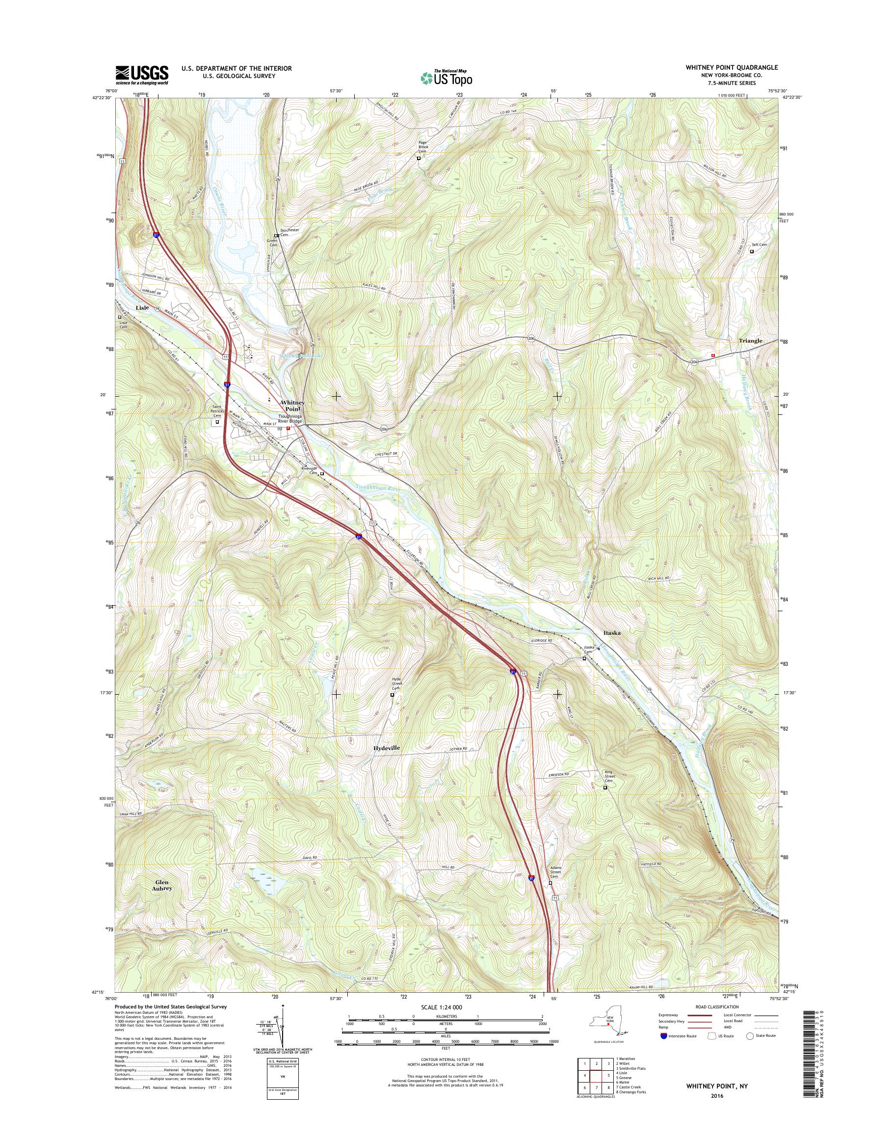 MyTopo Whitney Point, New York USGS Quad Topo Map
