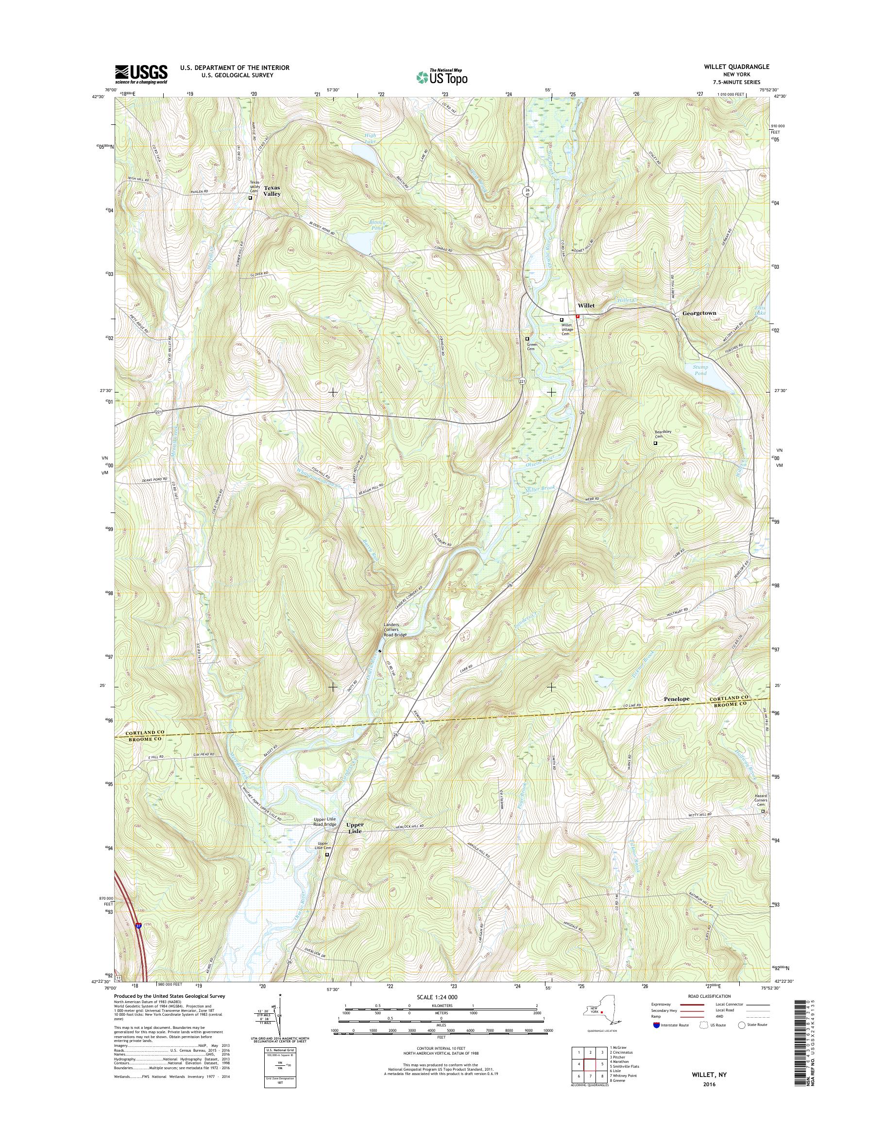 MyTopo Willet, New York USGS Quad Topo Map
