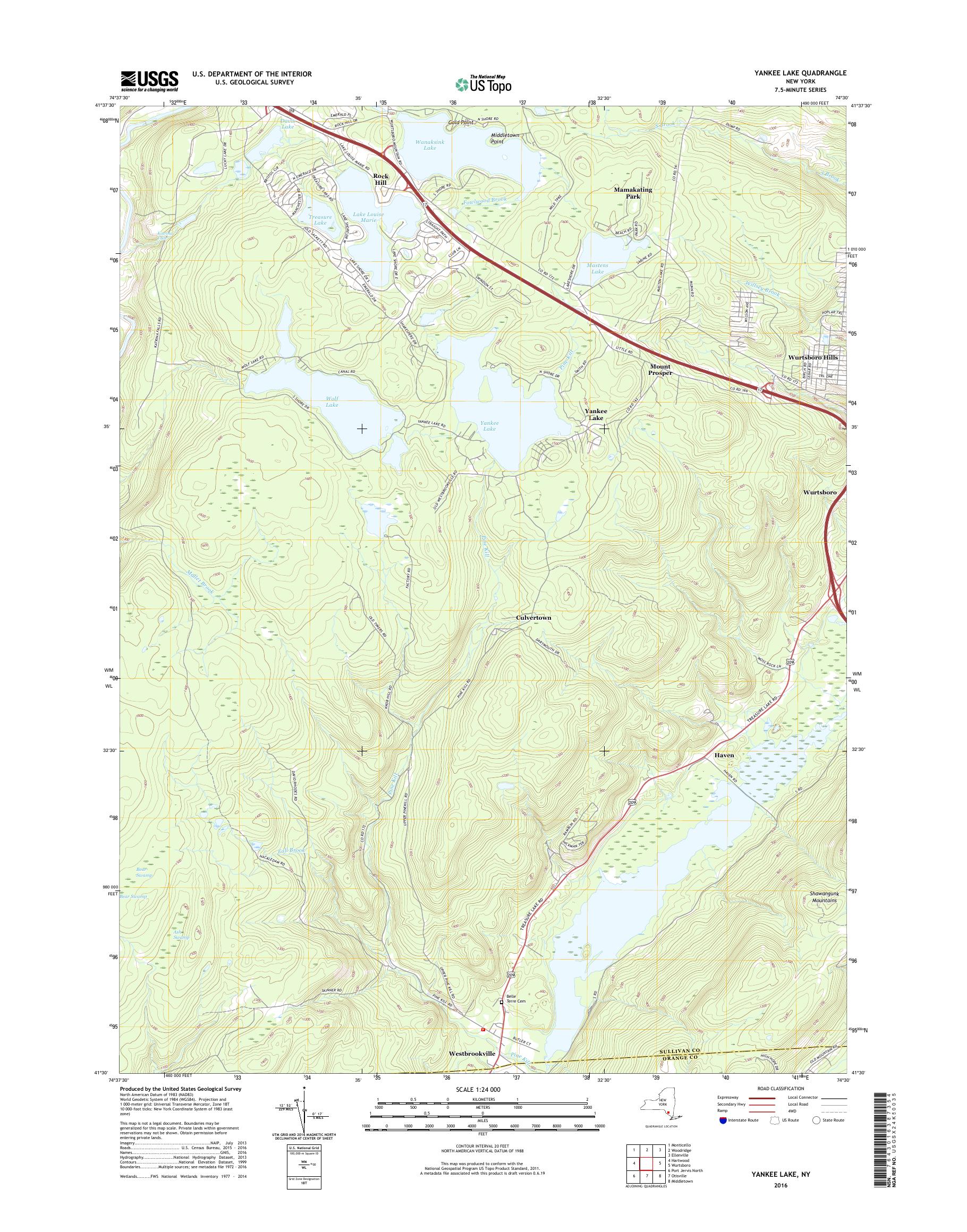 MyTopo Yankee Lake, New York USGS Quad Topo Map