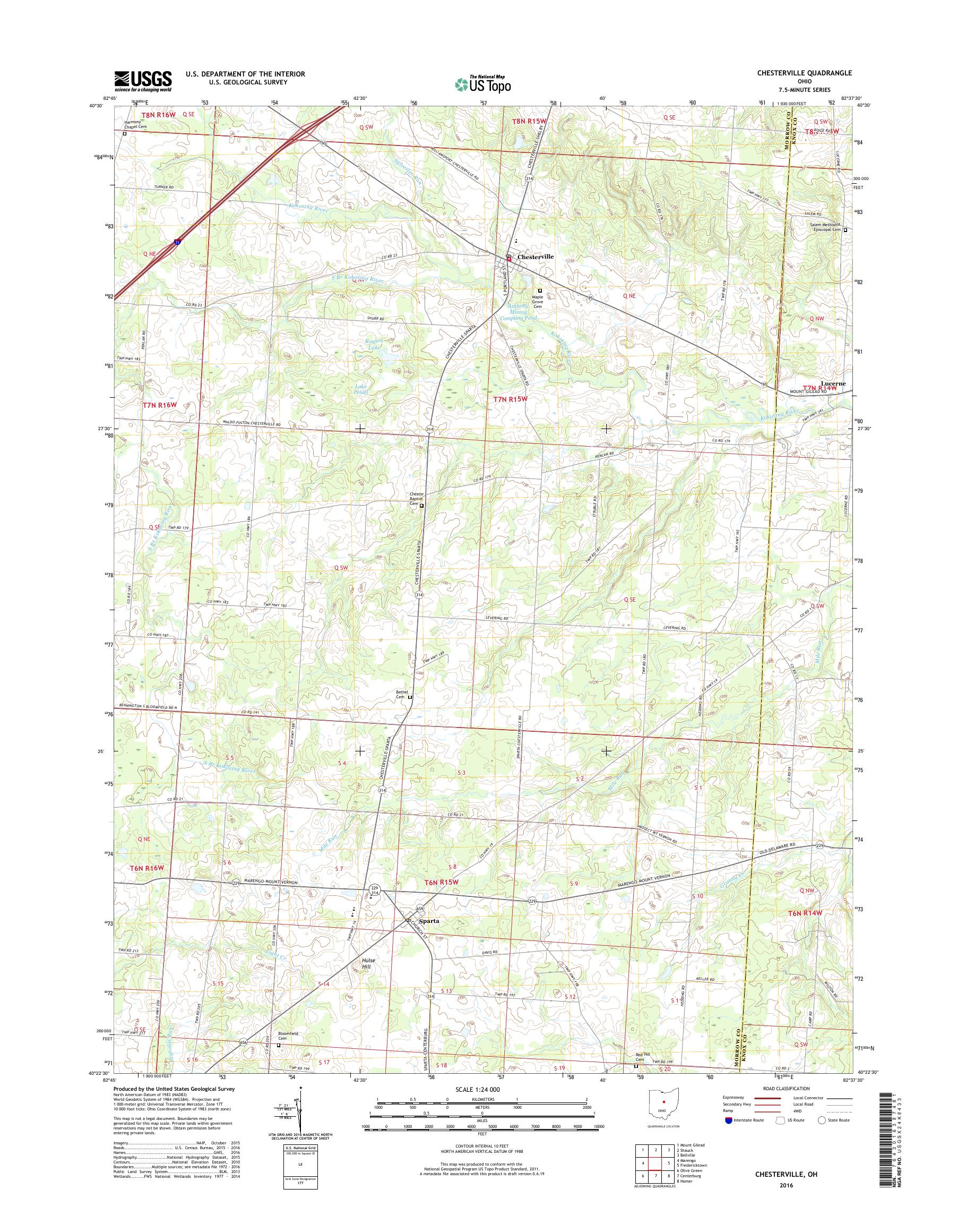 MyTopo Chesterville, Ohio USGS Quad Topo Map