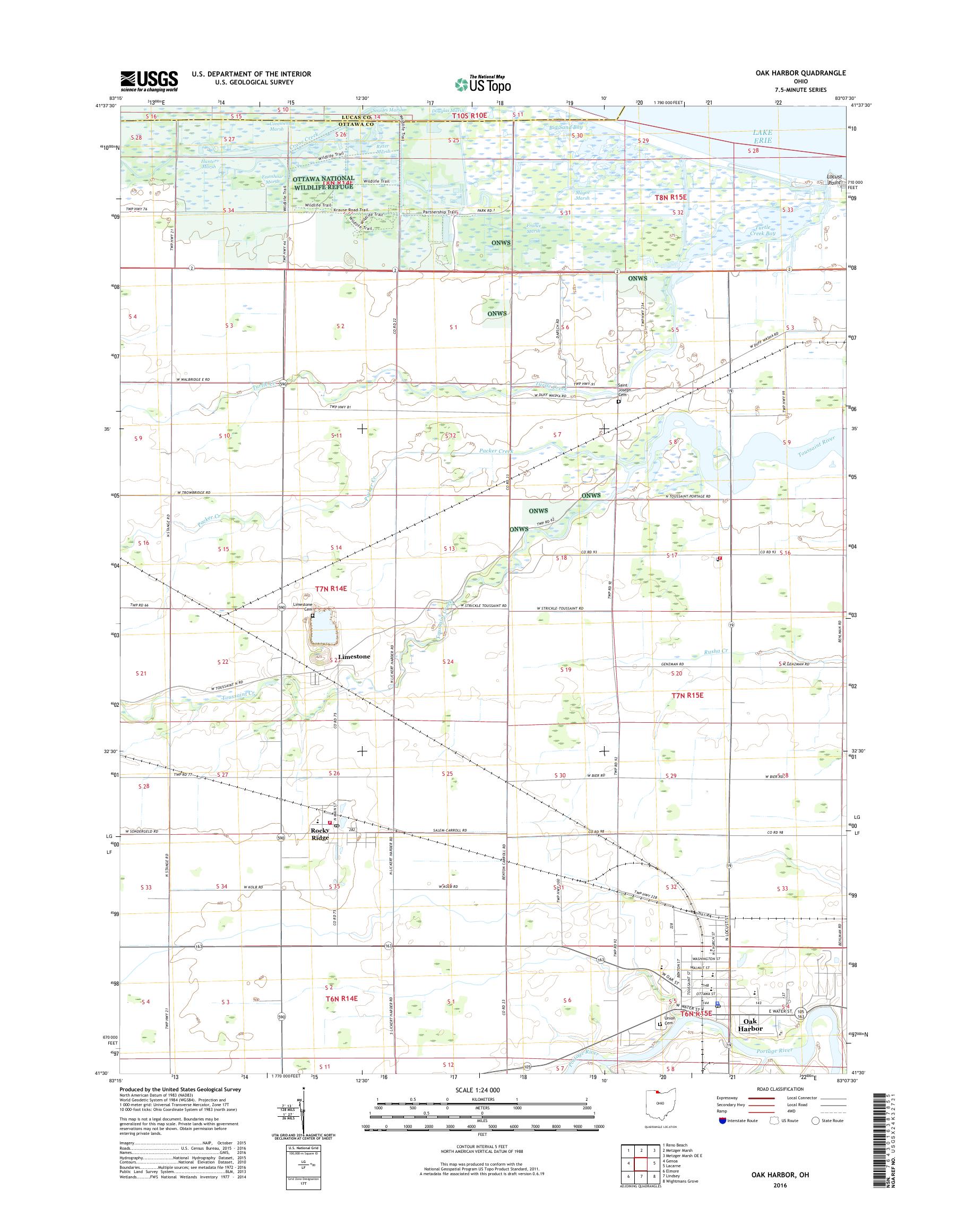 MyTopo Oak Harbor, Ohio USGS Quad Topo Map