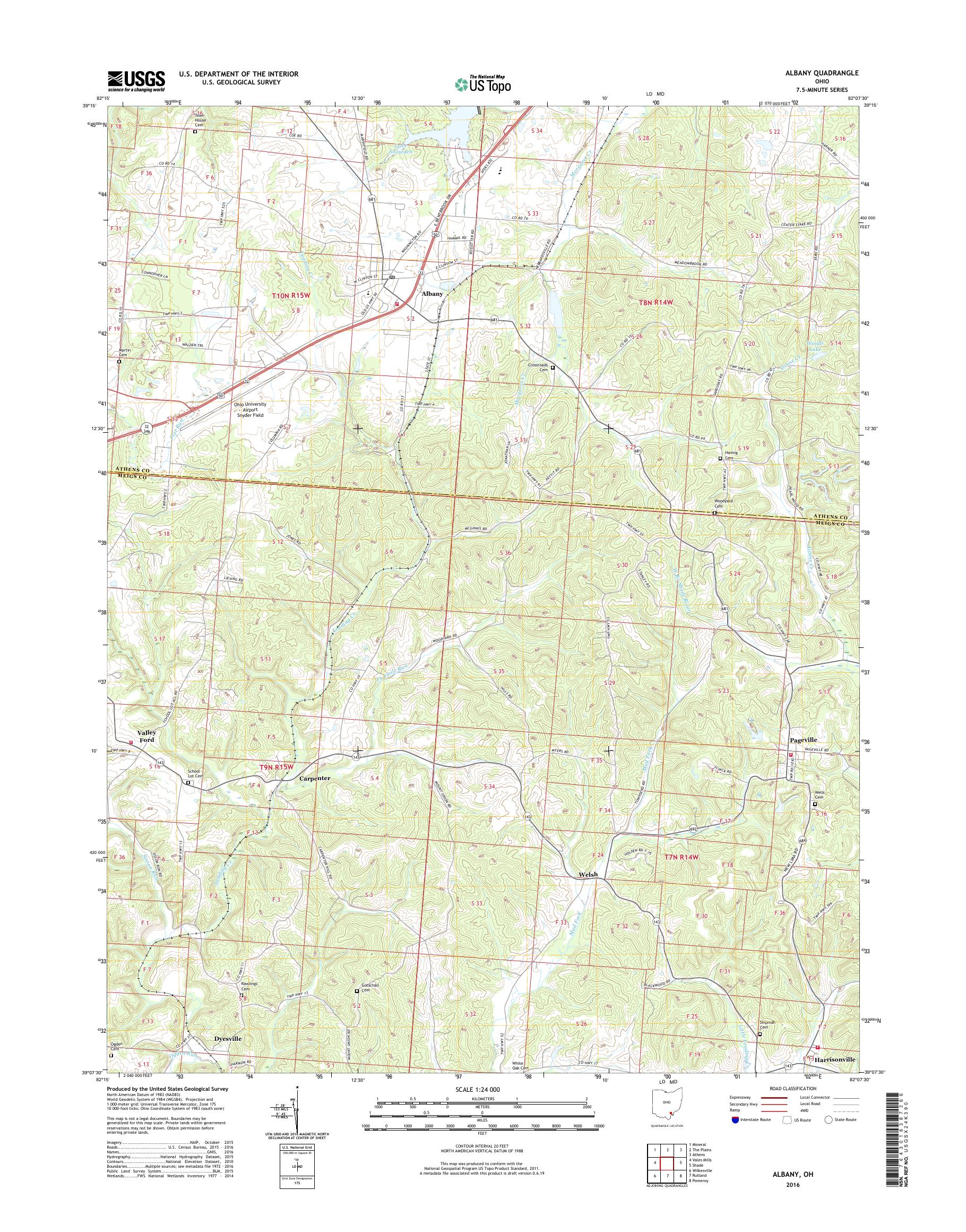 MyTopo Albany, Ohio USGS Quad Topo Map