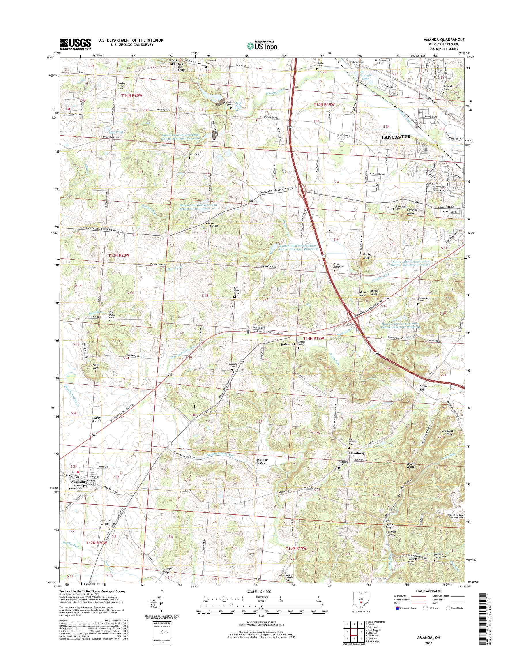 MyTopo Amanda, Ohio USGS Quad Topo Map