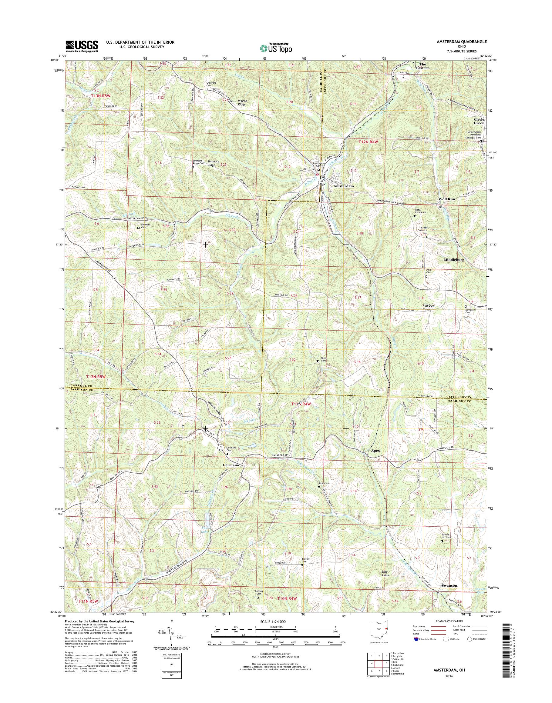 MyTopo Amsterdam, Ohio USGS Quad Topo Map