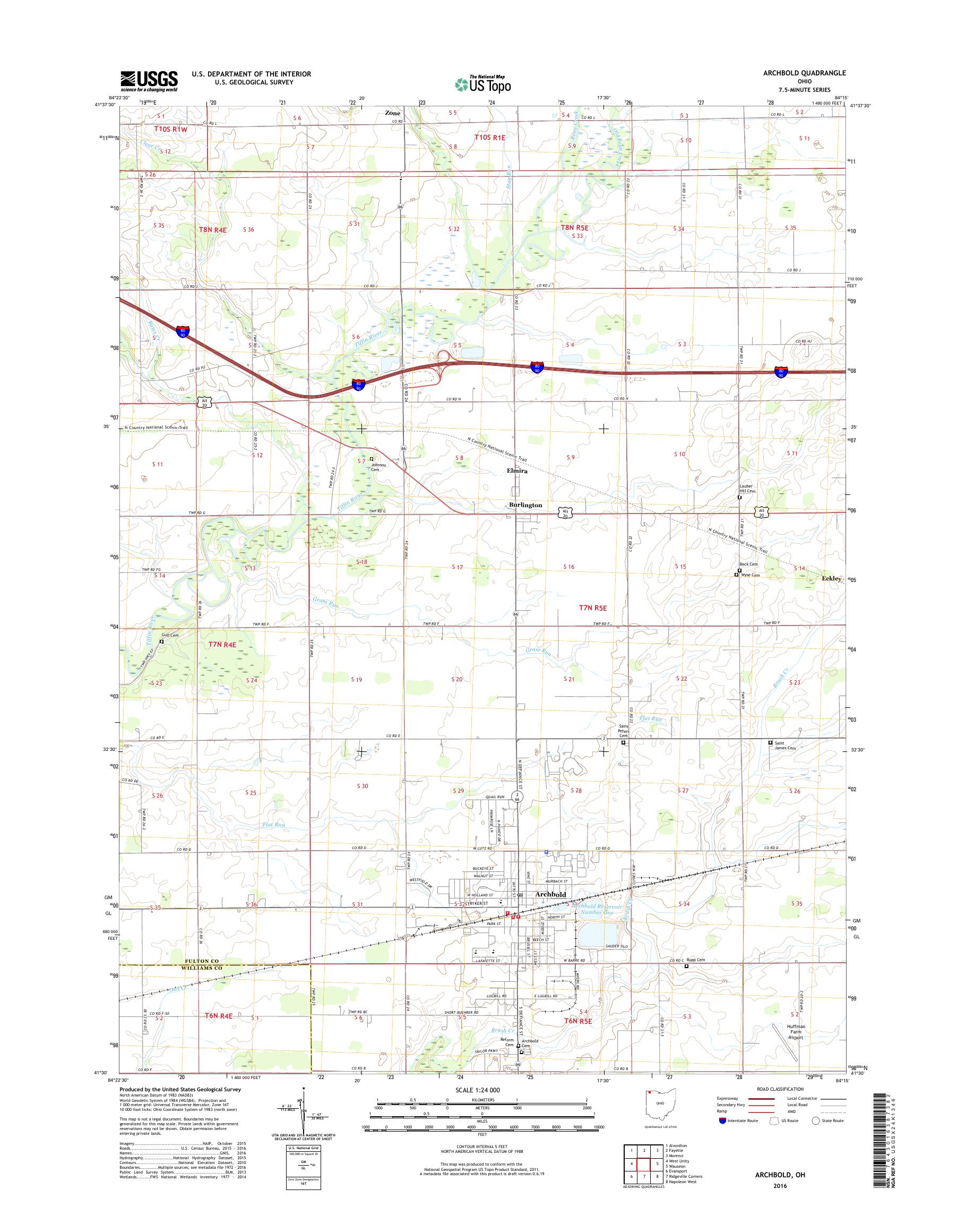 MyTopo Archbold, Ohio USGS Quad Topo Map