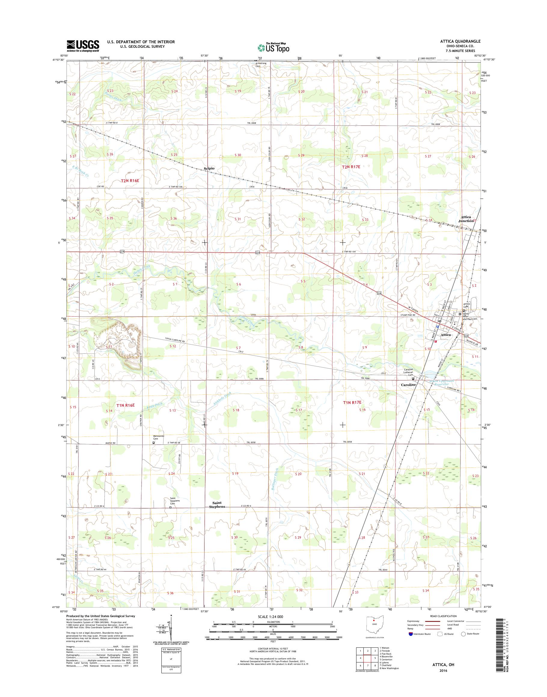 MyTopo Attica, Ohio USGS Quad Topo Map